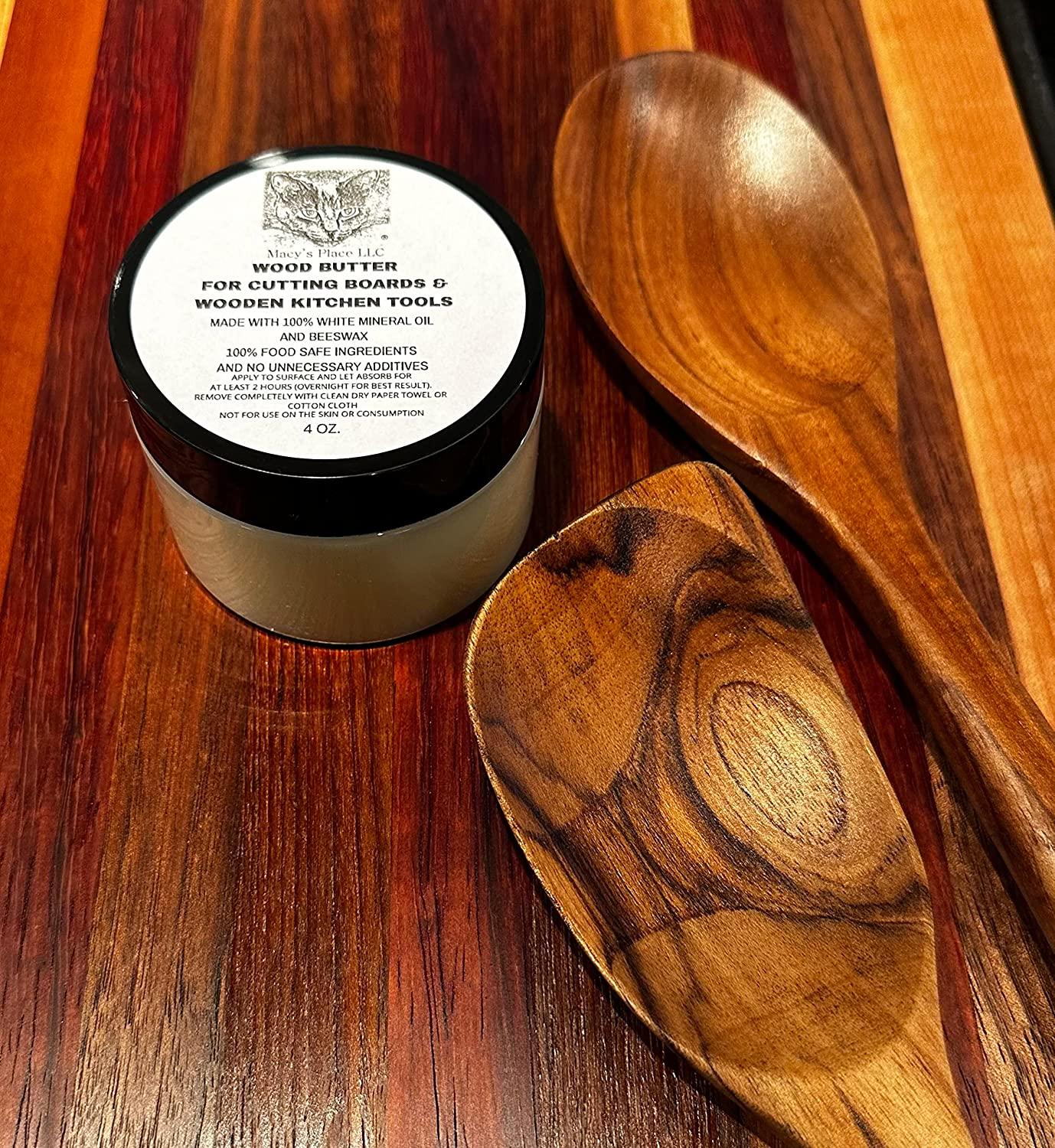  Wood Butter Cutting Board Wax Conditioner for Cutting Boards  and Wooden Kitchen Tools 4 oz. Food Grade Protective Mineral Oil Beeswax  for Wooden Cutting Boards, Surfaces, and Tools. : Handmade Products