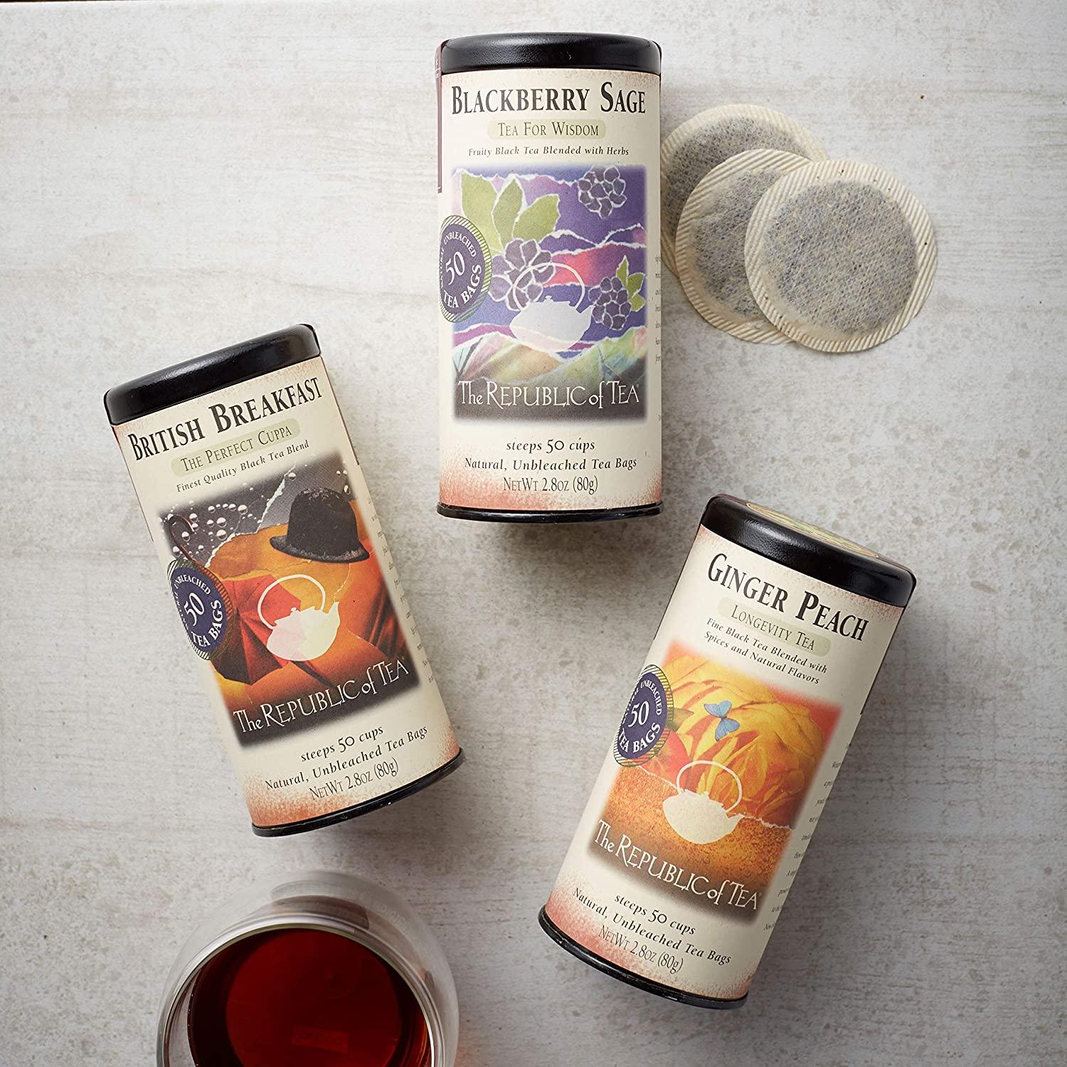 The Republic of Tea Ginger Peach Black Tea Caffeinated 50 Count Ginger