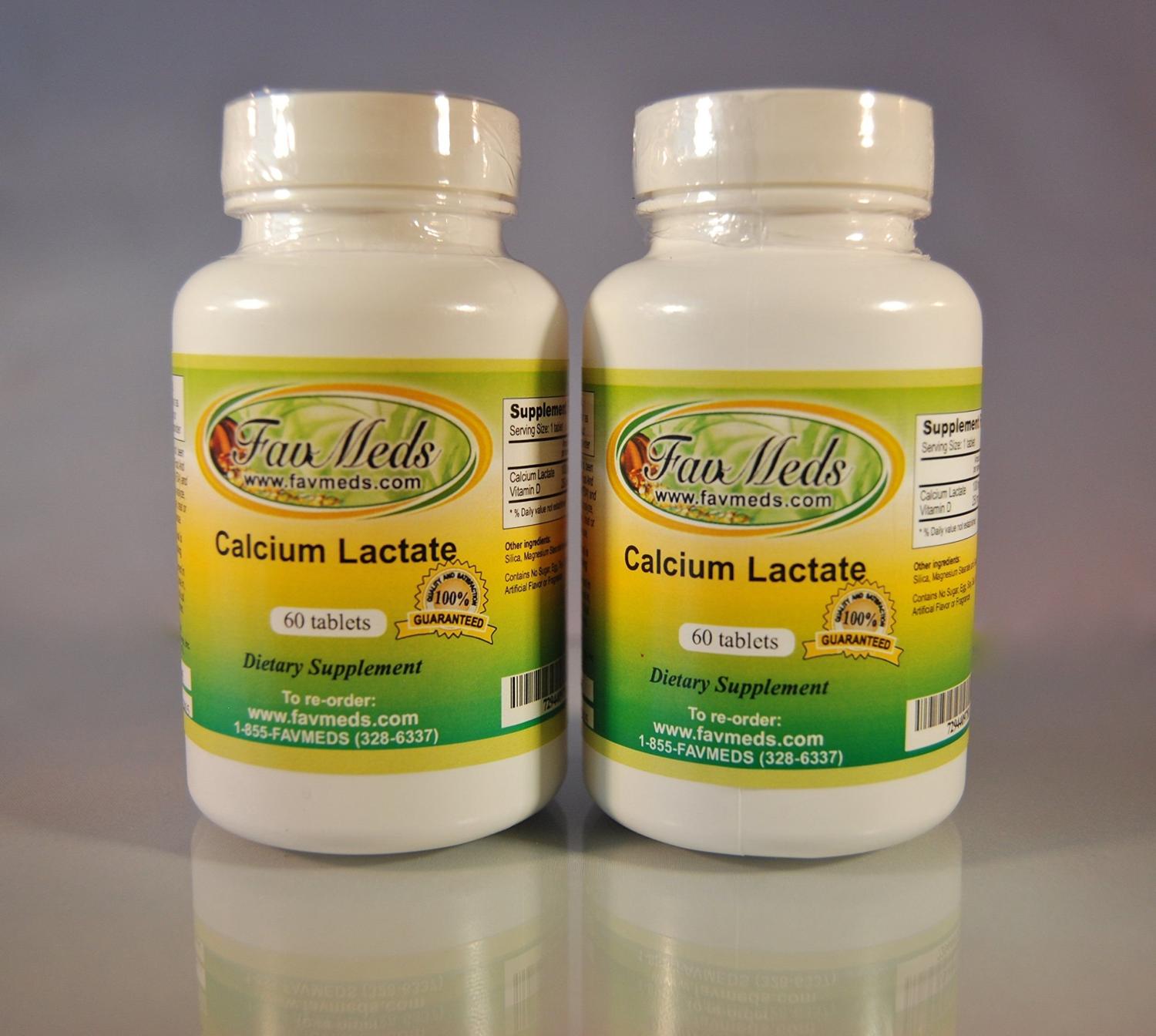 Calcium Lactate 1000mg. Made in USA 120 (2x60) Tablets