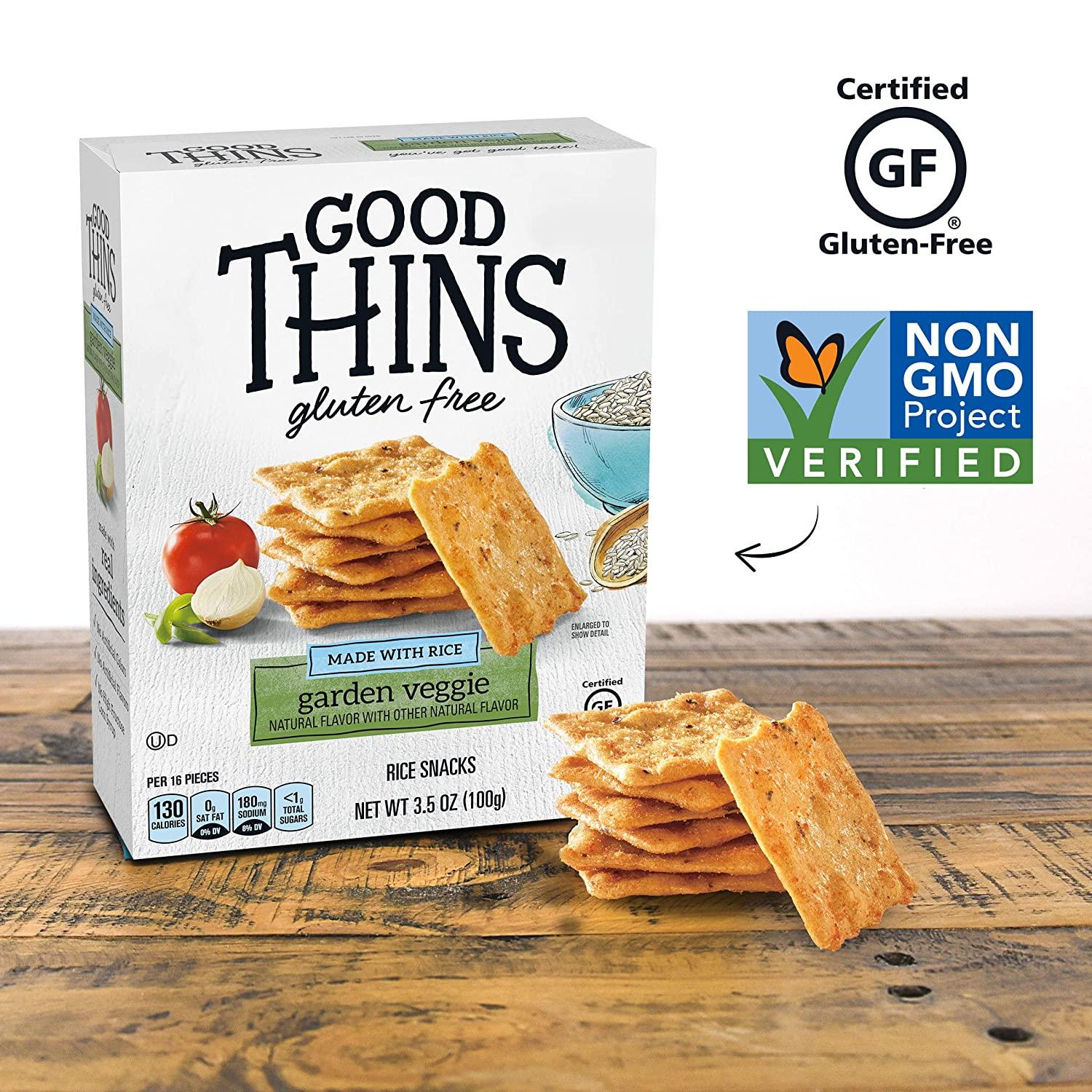 Good Thins Garden Veggie Rice Snacks Gluten Free Crackers, 6 3.5 oz Boxes