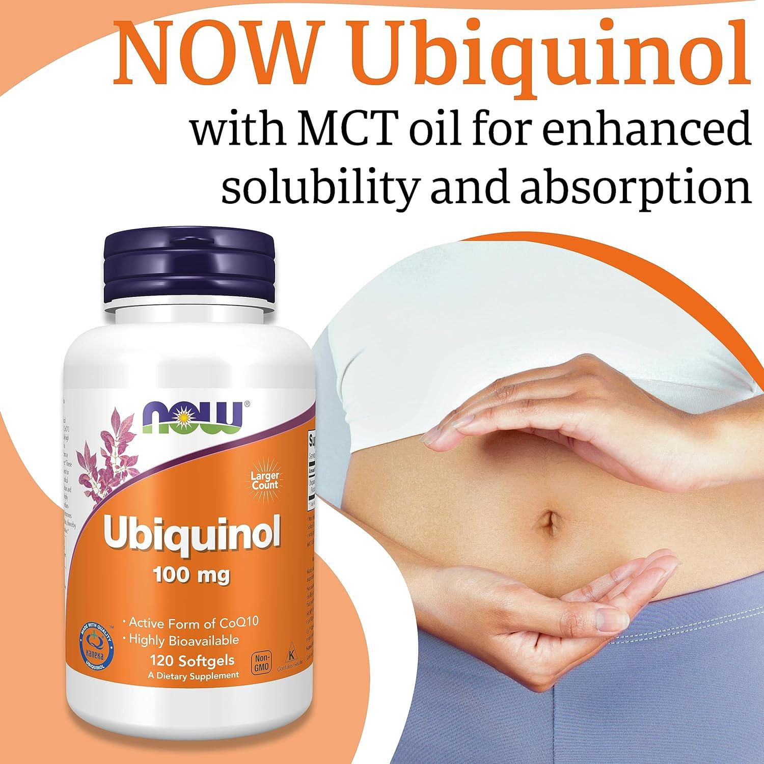 Now Foods Ubiquinol 100mg 120 Softgels LabTested Coenzyme Q10 Gluten Free Soy Free NonGMO