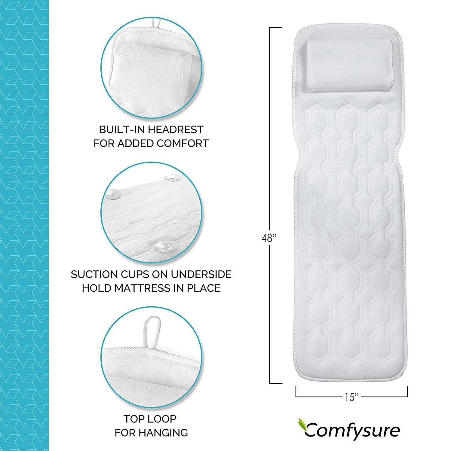 COMFYSURE ExtraLarge Bath Cushion for Tub Full Body Pillow & Non