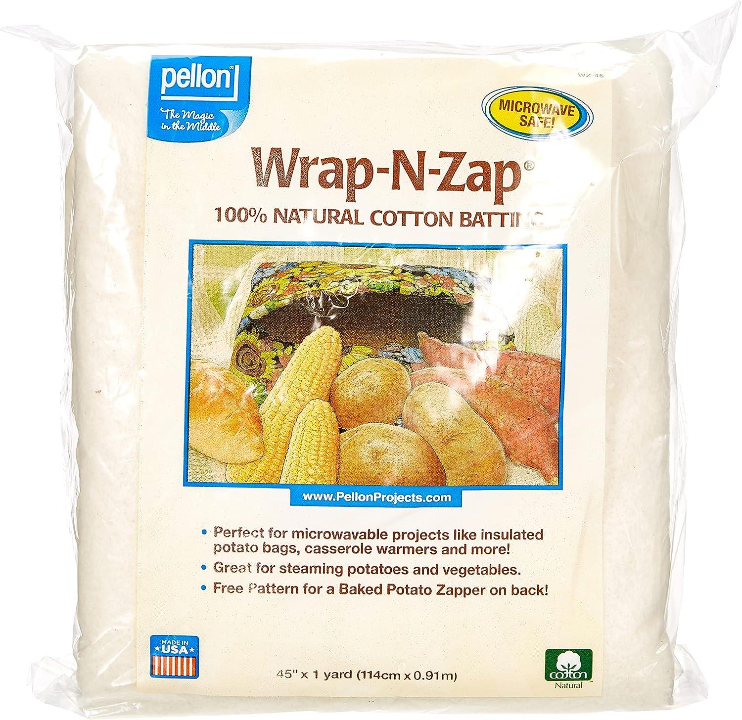 Pellon, Natural Wrap-N-Zap Cotton Quilt Batting, 45 by 36-Inch, 1 Pack