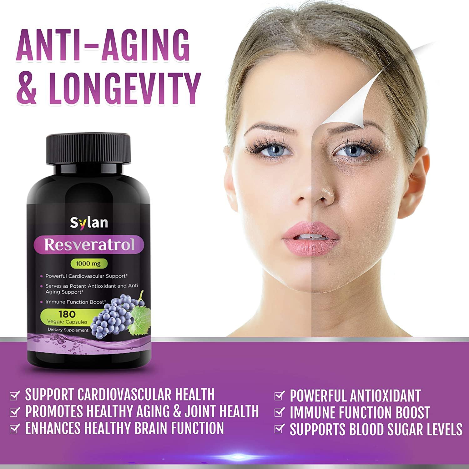 Sylan Trans Resveratrol 1000mg 180 Capsules Anti Aging & Antioxidant