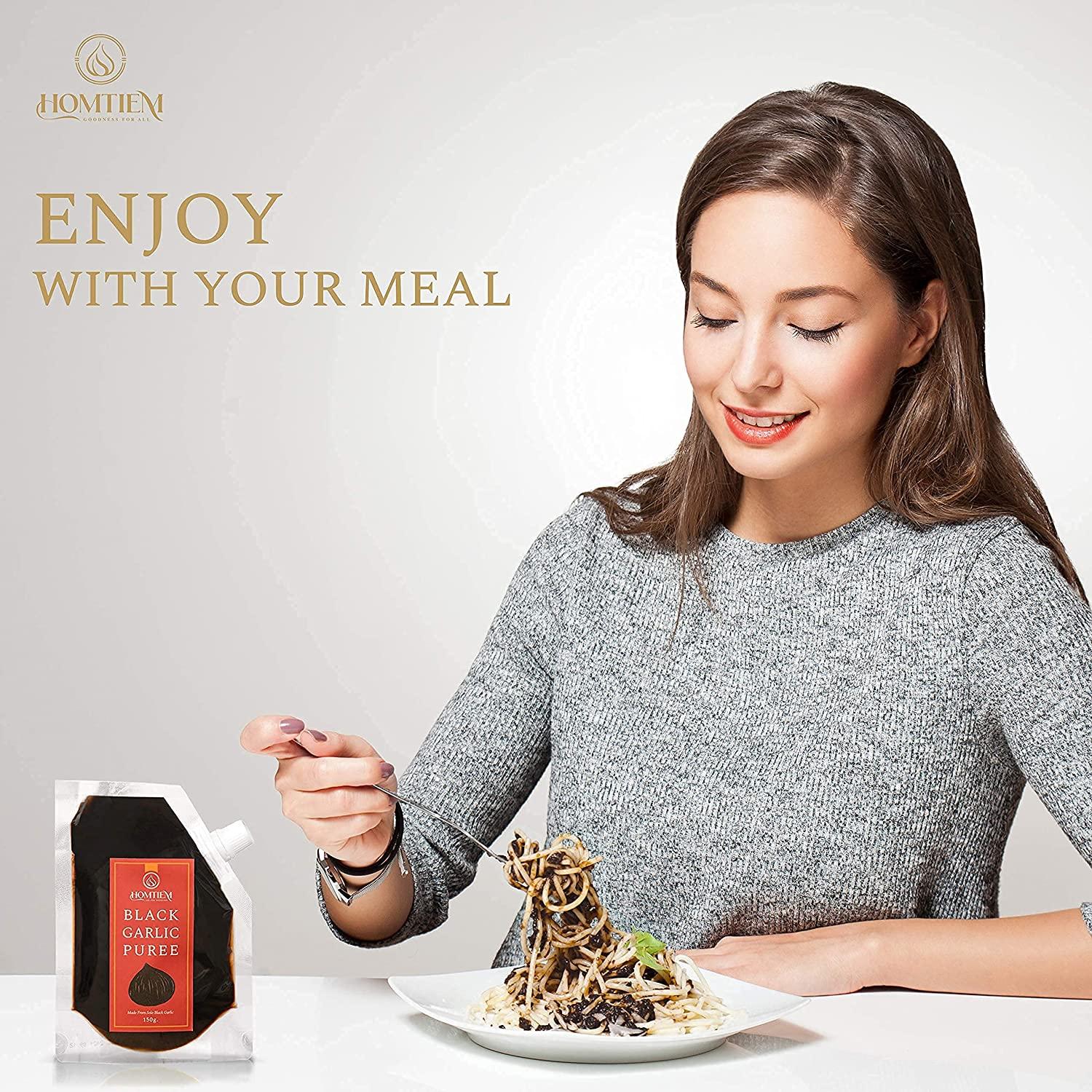 Homtiem Black Garlic Puree 5.29 Oz, Made from Solo Black Garlic100