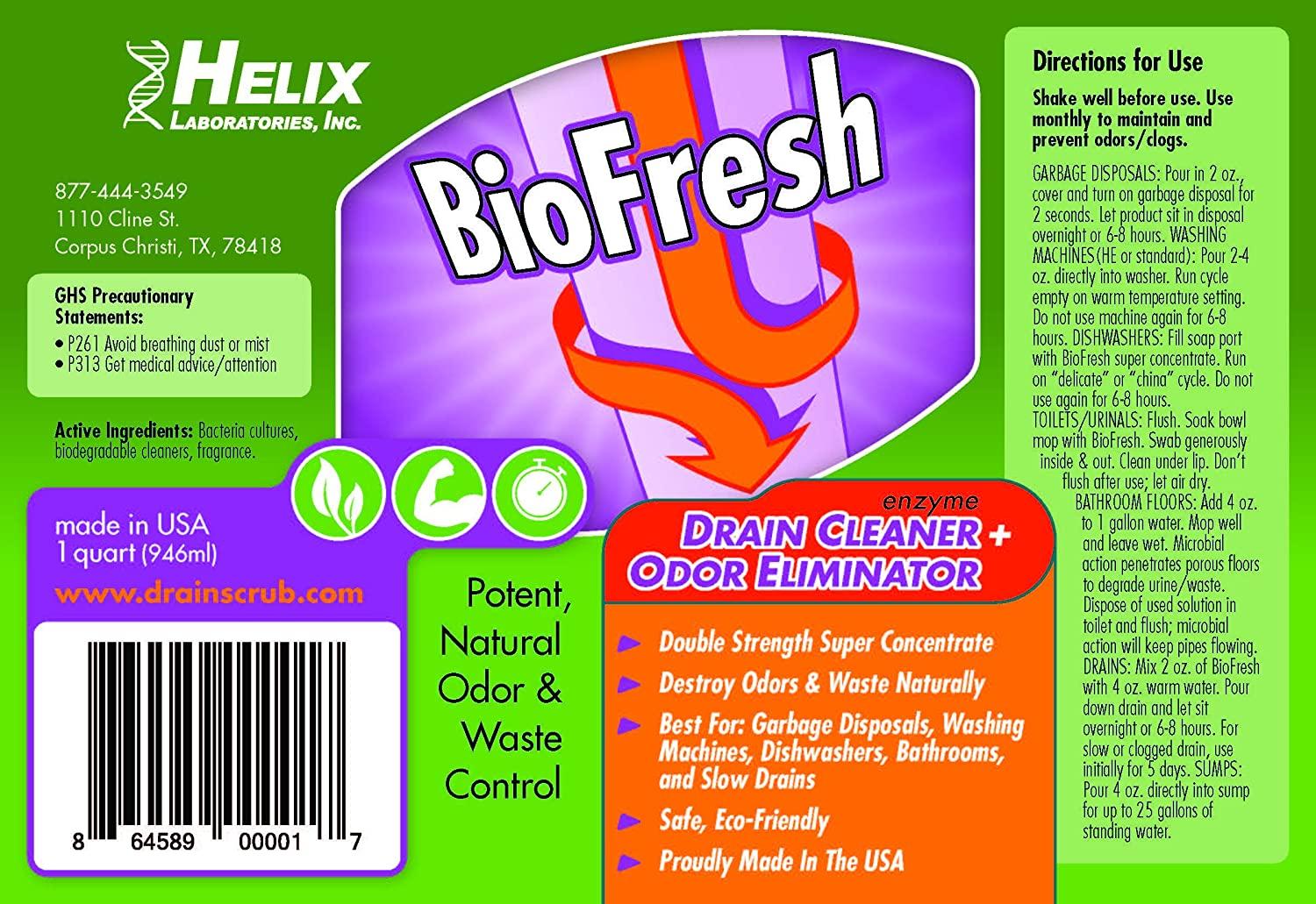 BioFresh Enzyme Drain Cleaner & Odor Eliminator. Deodorizes and
