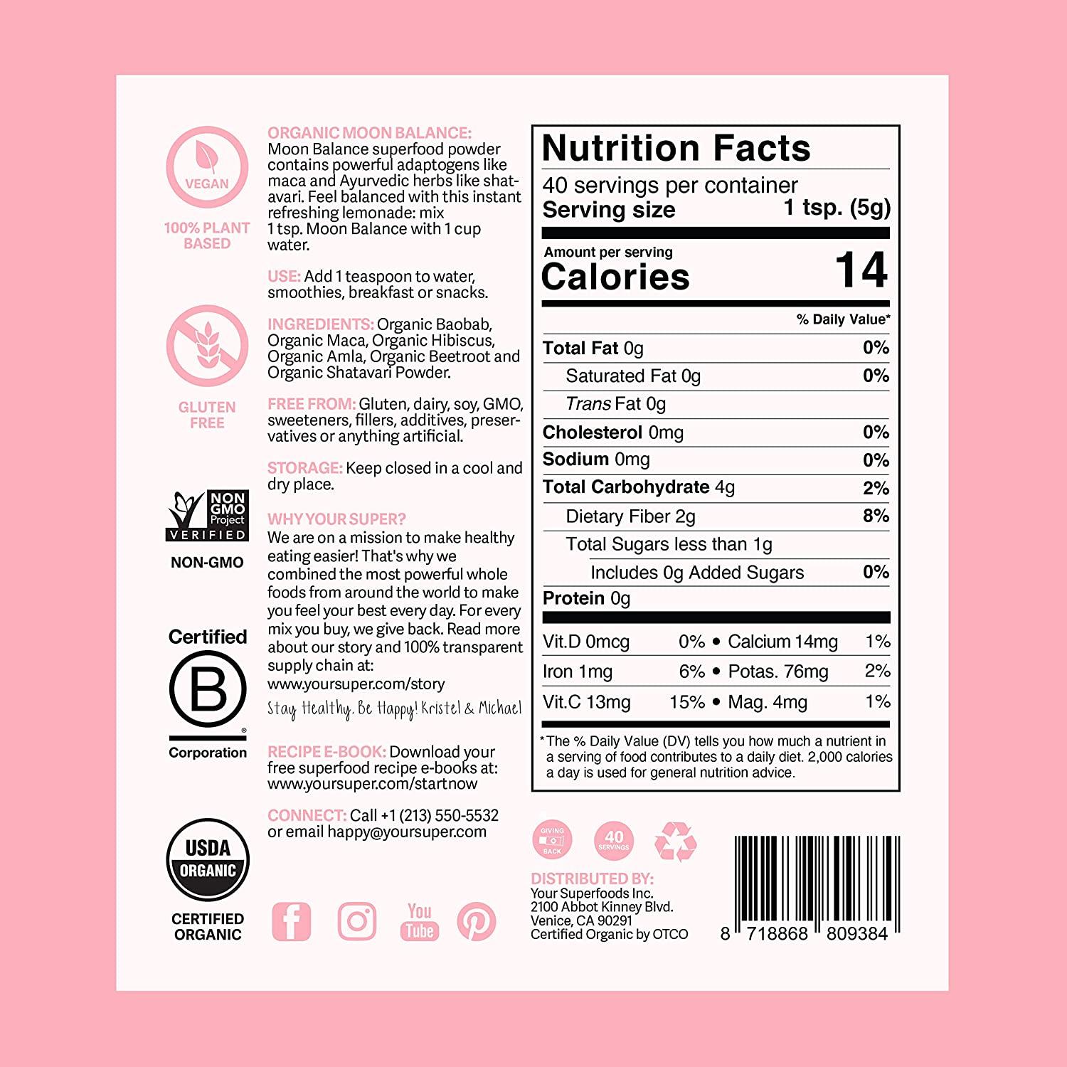 Your Super Moon Balance Superfood Powder Natural Hormone Balance for