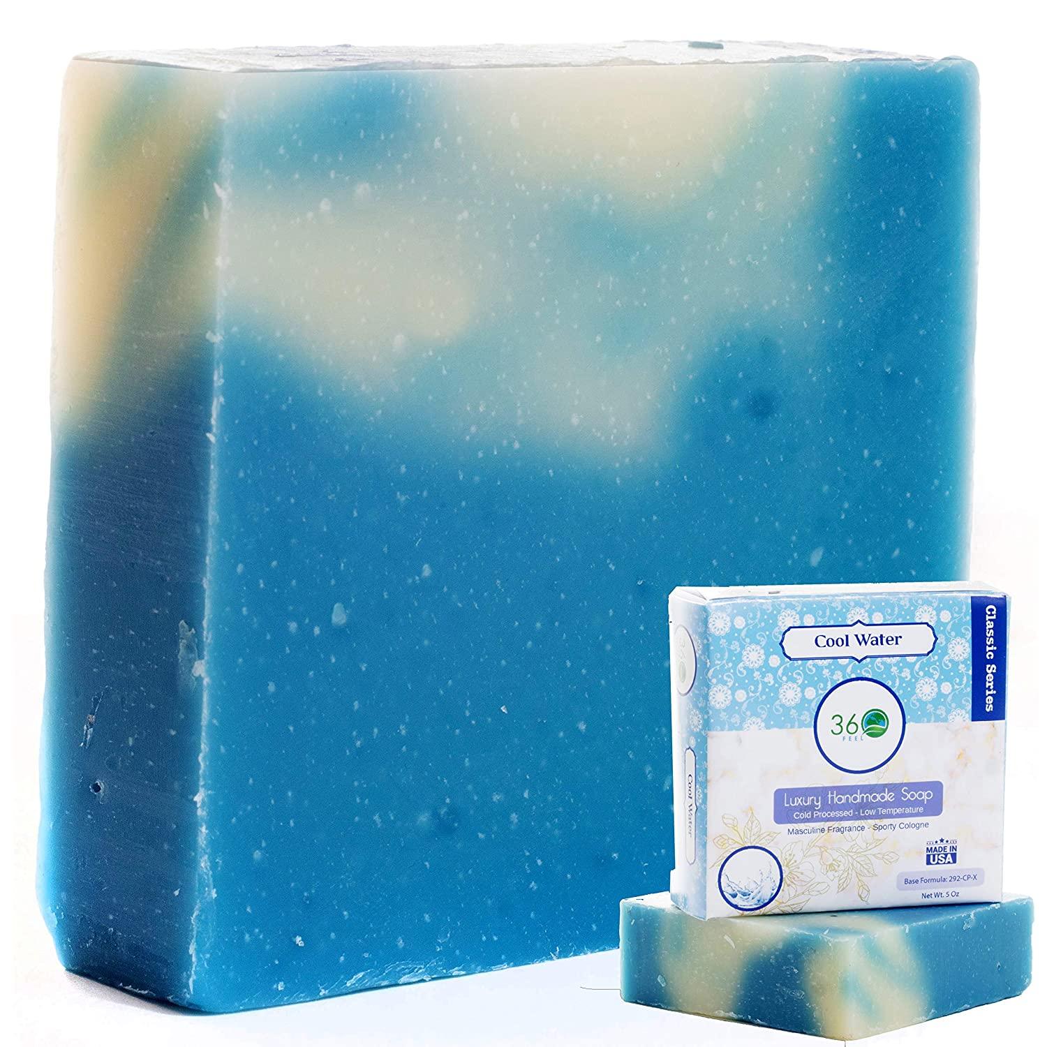 360Feel Men's Cool Water Cologne Soap 5oz Organic Castile Bar Bold