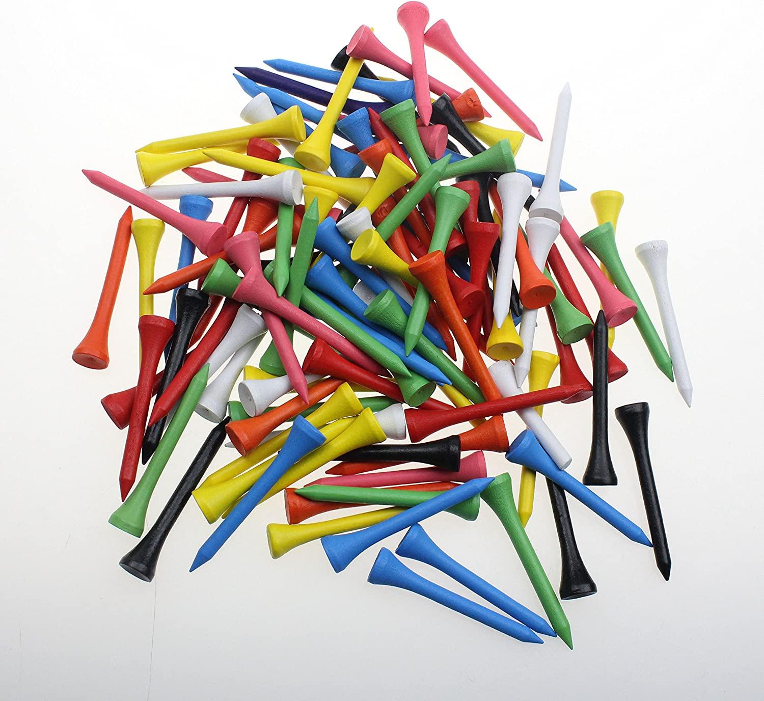 Crestgolf Professional 2 1/8" Deluxe Wood Golf Tees 100pcs mixed color