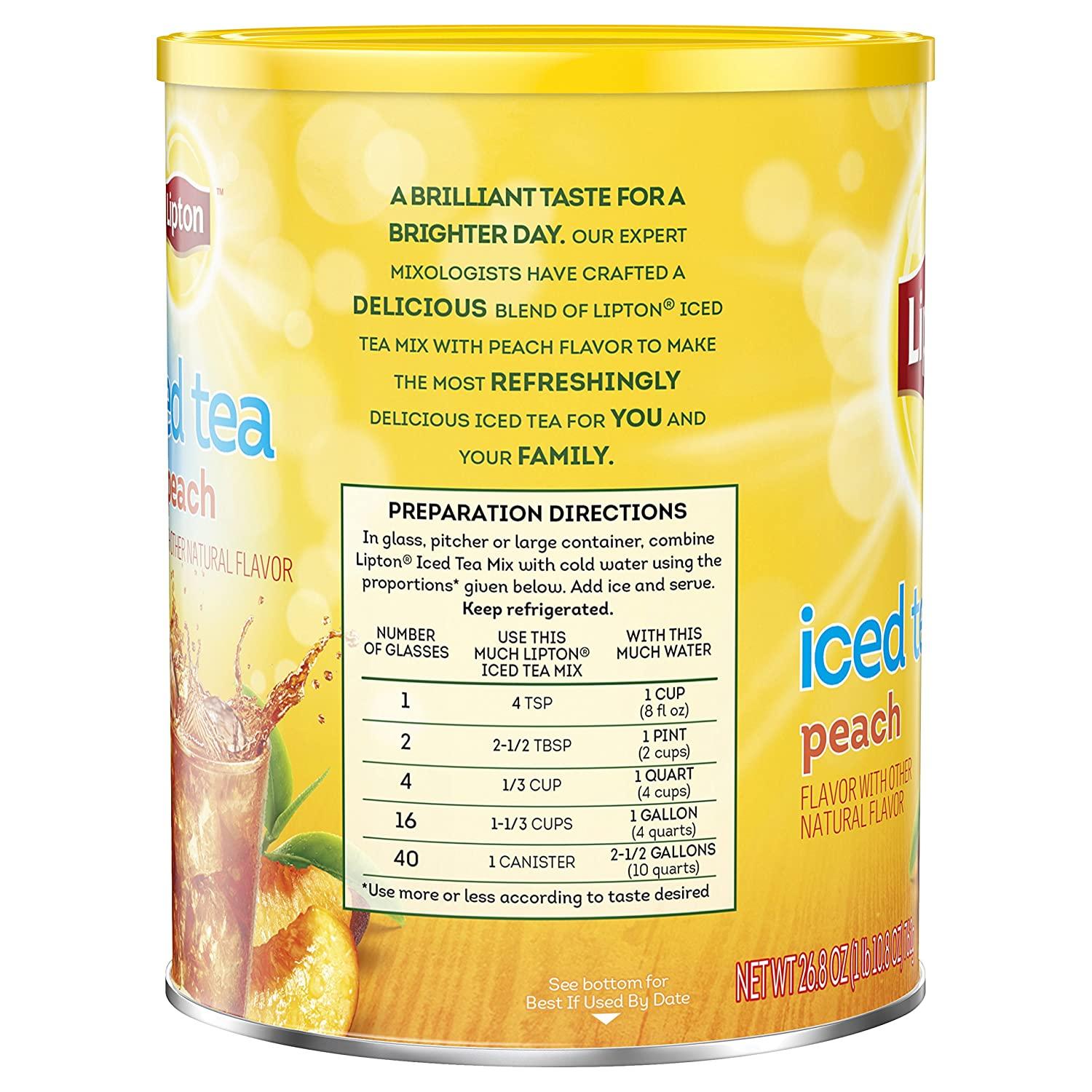 Lipton Peach Iced Tea Mix 10 qt Refreshing and Delicious Flavor