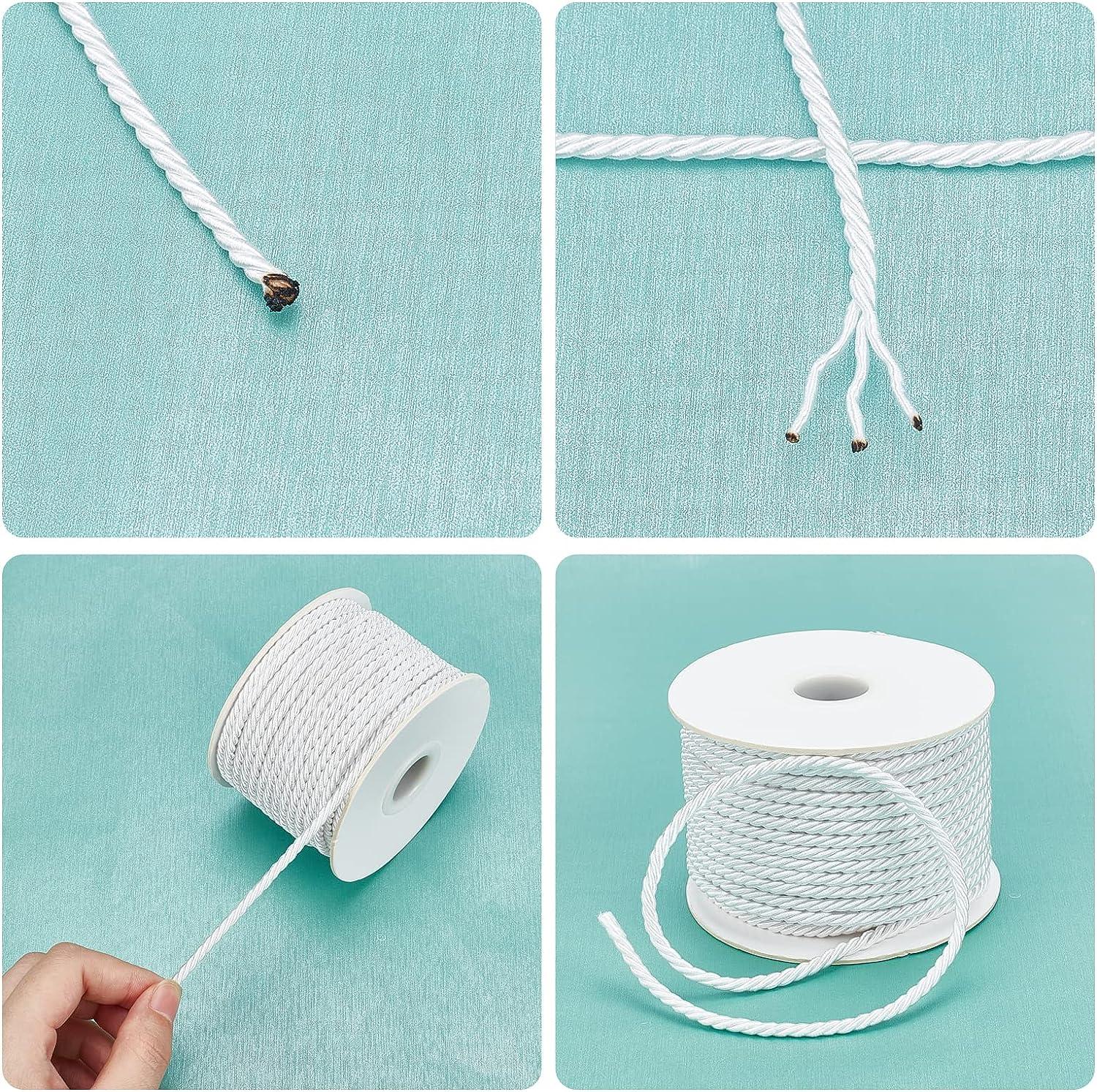 PH PandaHall 3mm/ 20 Yards Twisted Cord Rope Nylon Twisted Cord Trim Xmas Thread  String Twisted Silk Ropes Satin Shiny Cord for Home Dcor Upholstery Curtain  Tieback Graduation Honor Cord(White) 3mm 