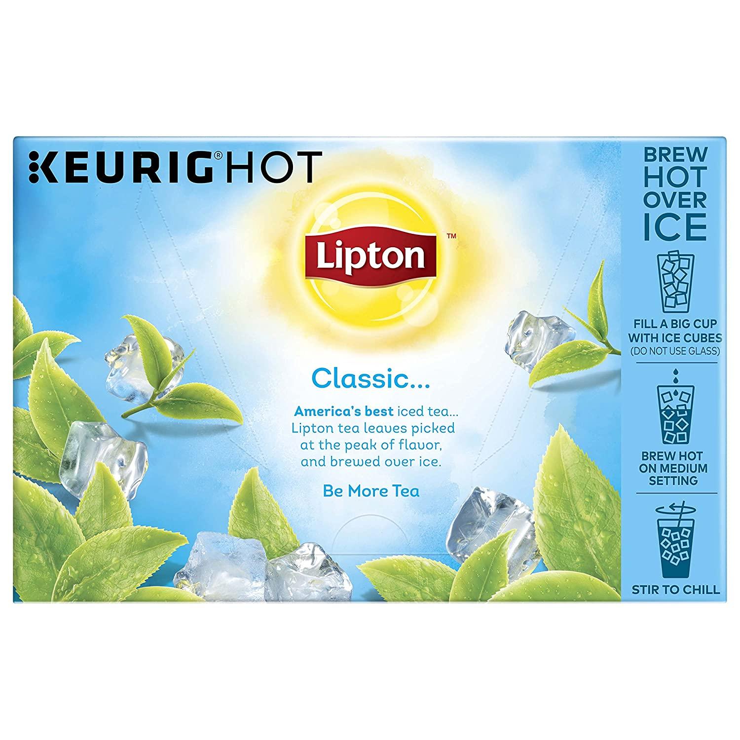 Lipton Iced Black Tea Unsweetened K Cups Pods 12 ct Refreshing and