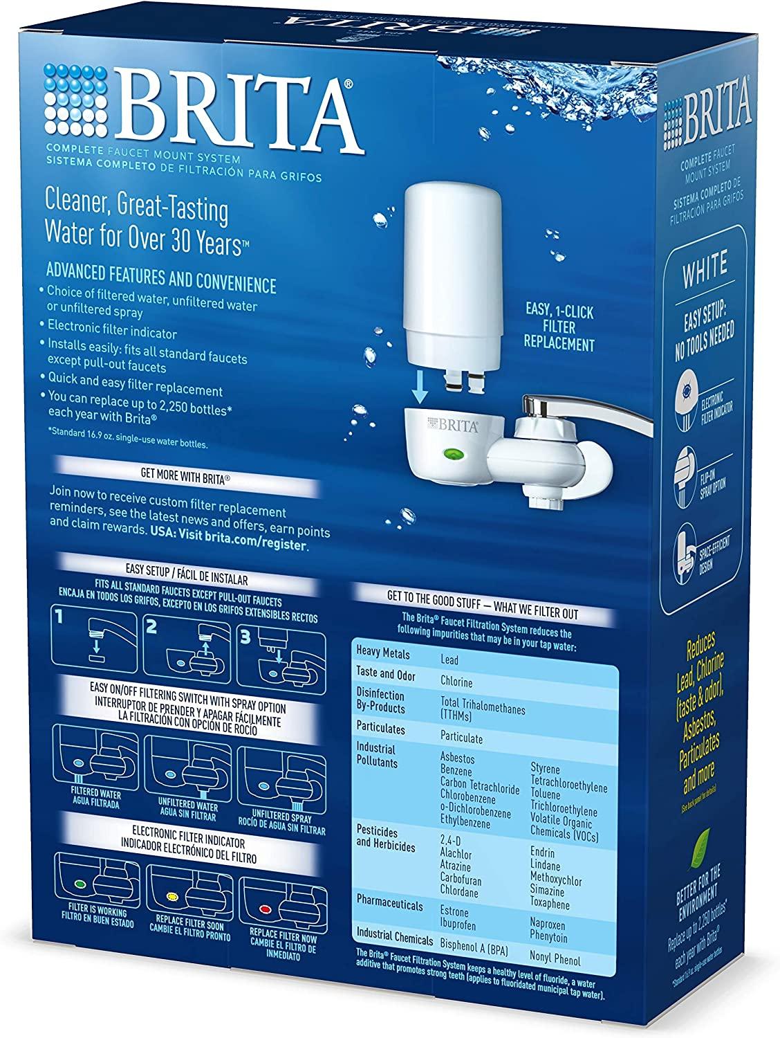Brita Basic Faucet Water Filter System, White, 1 Count White Complete