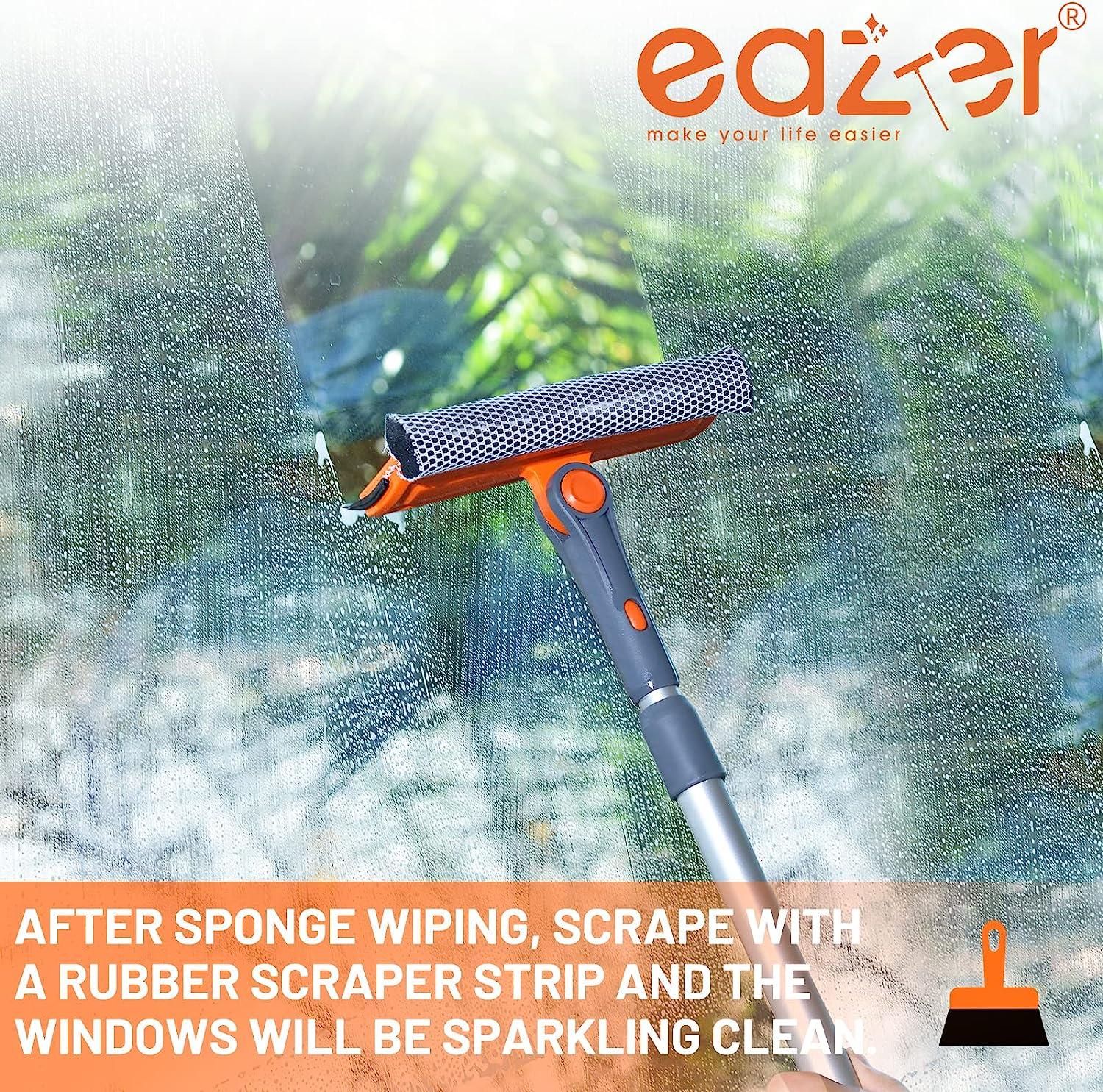 eazer Window Squeegee Cleaner - 2 in 1 Window Cleaning Tool Kit, 62inch  Extension Pole Washer Equipment for Car Indoor Outdoor Window Glass