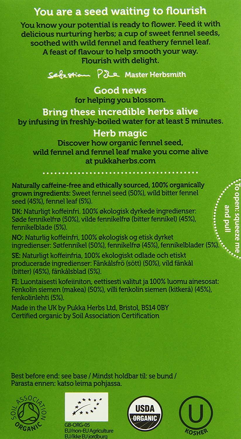 Pukka Three Fennel, Organic Herbal Tea (6 Pack, 120 Tea Bags)