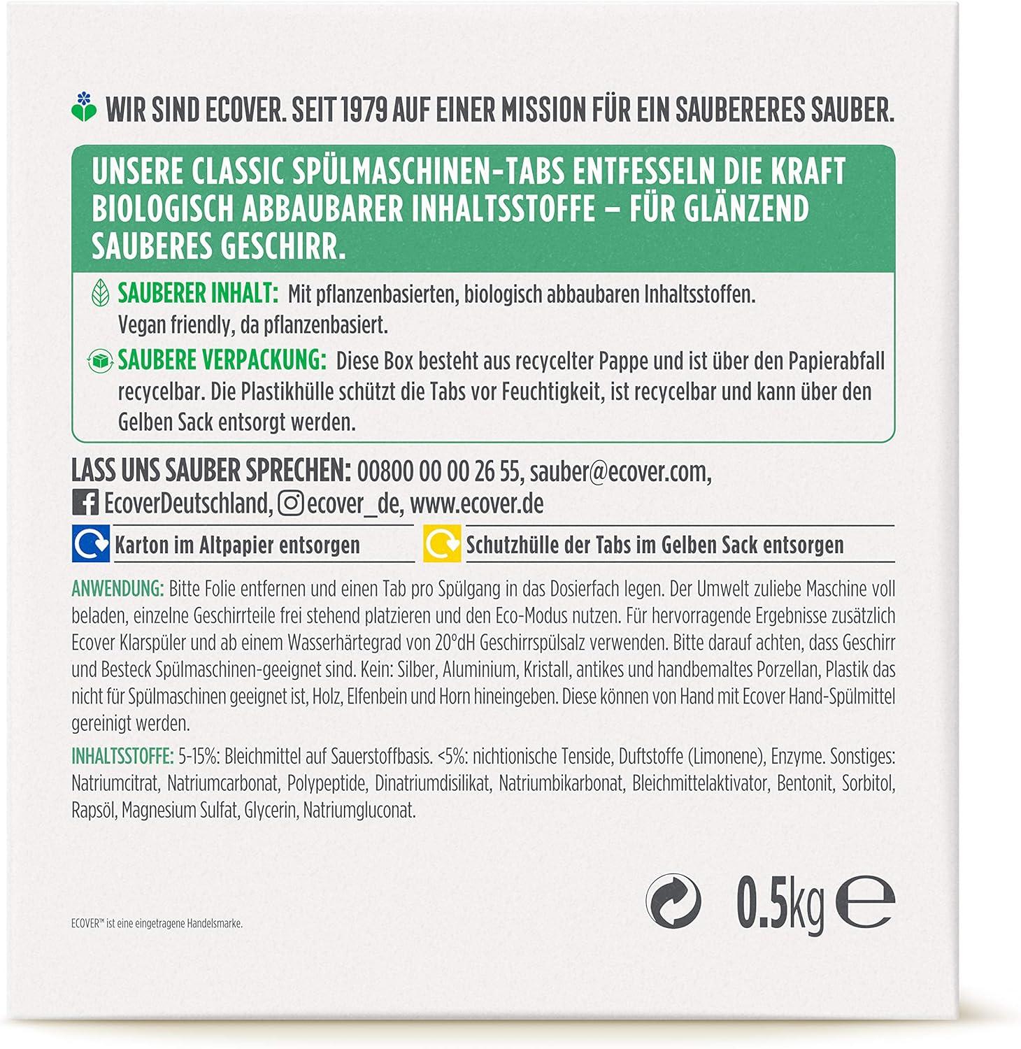 Ecover Classic Dishwasher Tablets 70 Tablets Lemon 70 Count (Pack of 1)