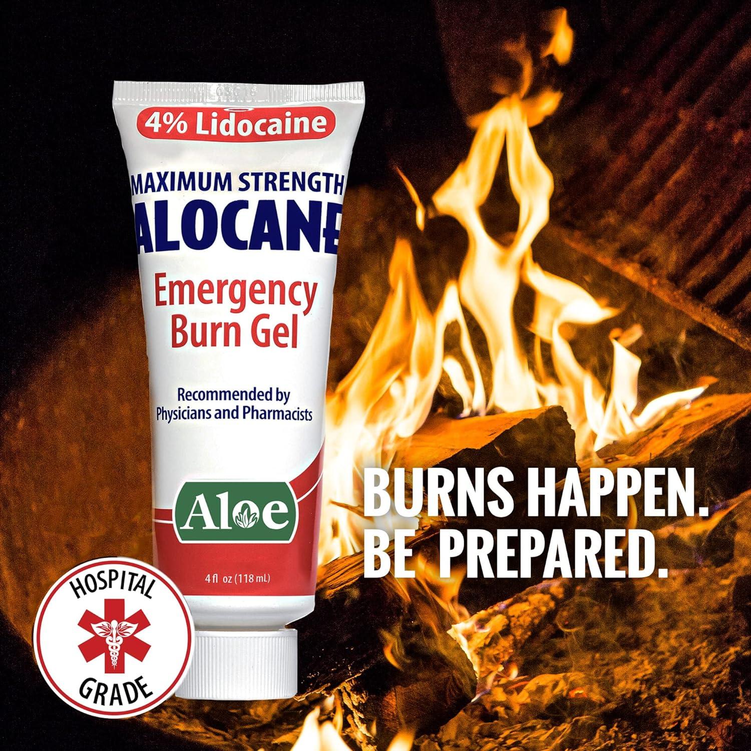 Alocane Emergency Burn Gel 4 Lidocaine Fast Pain Relief for Minor Burns 4oz Pack of 1