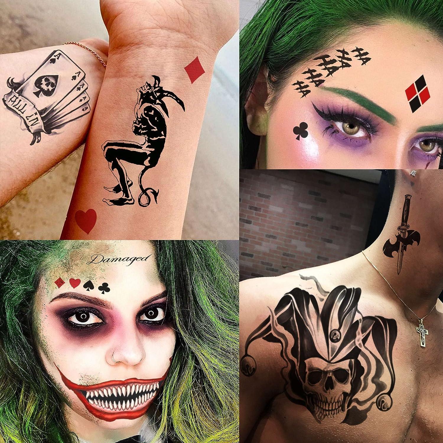 GOROMON The Joker Temporary Tattoos Halloween Makeup Kit for Adults