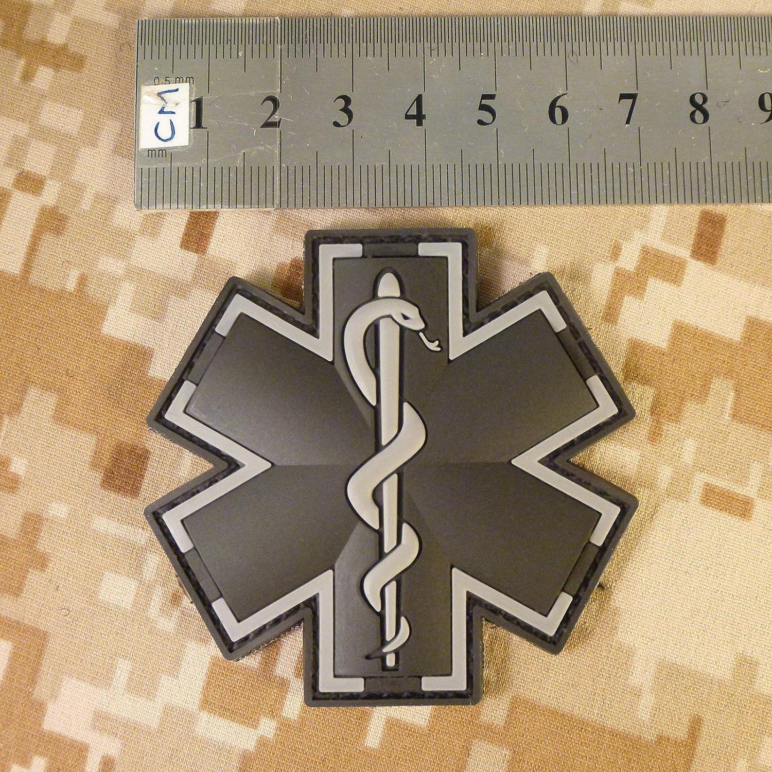 Black Tactical Medic EMT - Paramedic Star Caduceus PVC medical Patch