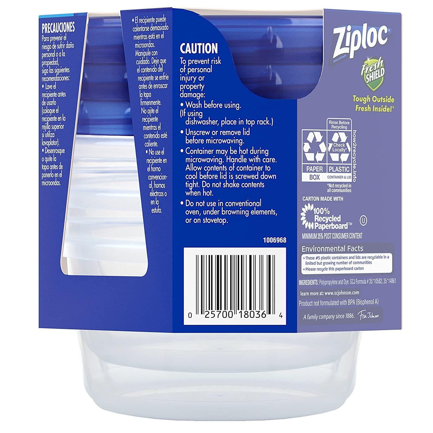 Ziploc Twist N Loc Containers, Small 3 Containers and 3 Lids (Pack of 2)