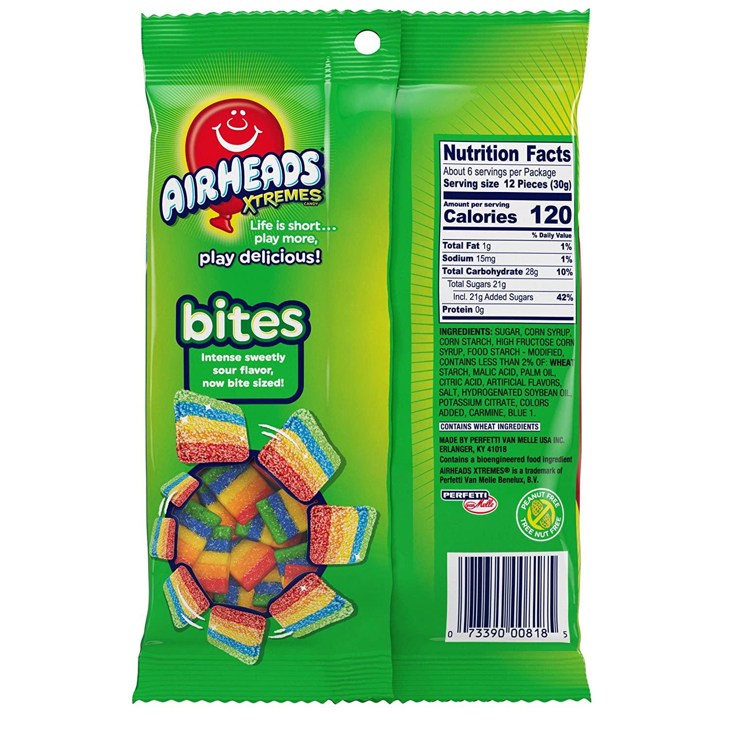 Airheads Candy Xtremes Bites Sweetly Sour Rainbow Berry 6 Oz Pack of 12