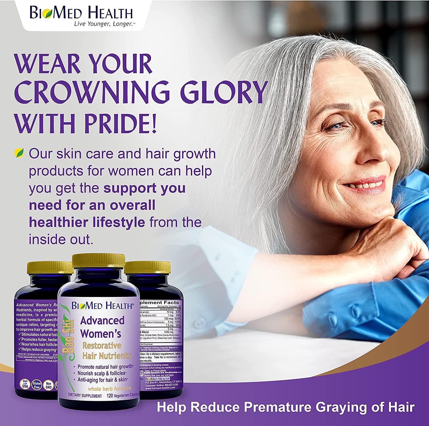 BioMed Health Hair Growth Vitamins for Women 120ct - Advanced Restorative Hair  Nutrients, Promotes Hair Regrowth and Anti-Gray Hair