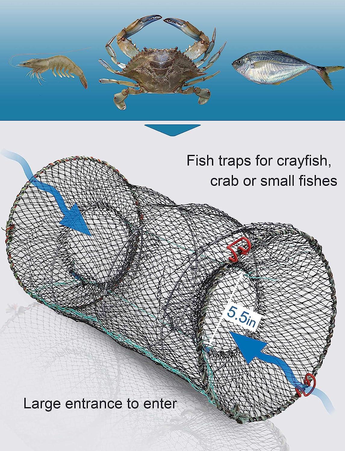 Ducurt Crab Trap Minnow Trap, 2PCS Crawfish Fish Trap for Bait Fish, Folded  Crawdad Crayfish Traps 2 PCS Bait Traps