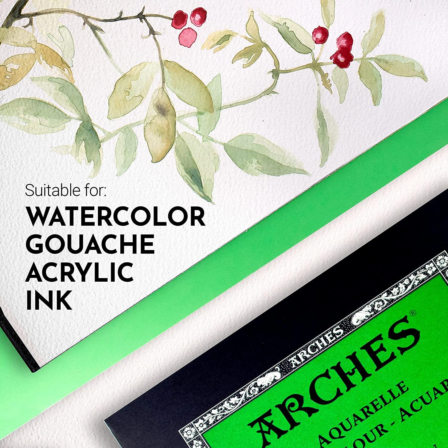 Arches Watercolor Pad 9x12-inch Natural White 100% Cotton Paper - 12 Sheet  Arches Watercolor Paper 140 lb Cold Press Pad - Arches Art Paper for