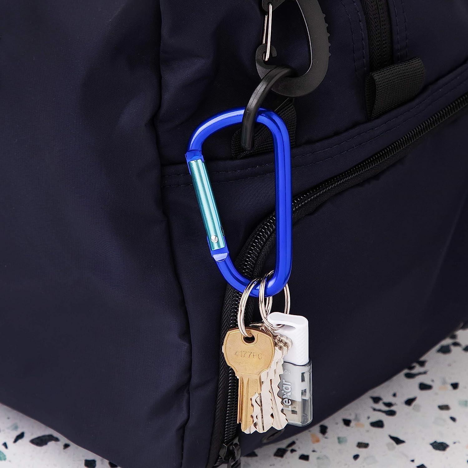 2pce Aluminium Carabiner Clip Keychain 60x30mm School Bag Luggage Select  Colour 