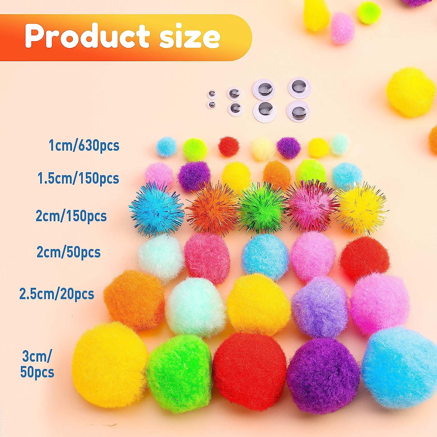 Blulu Pompoms for Craft Making and Hobby Supplies, 500 Pieces, 1.2 cm/ 0.5 inch, Assorted Colors