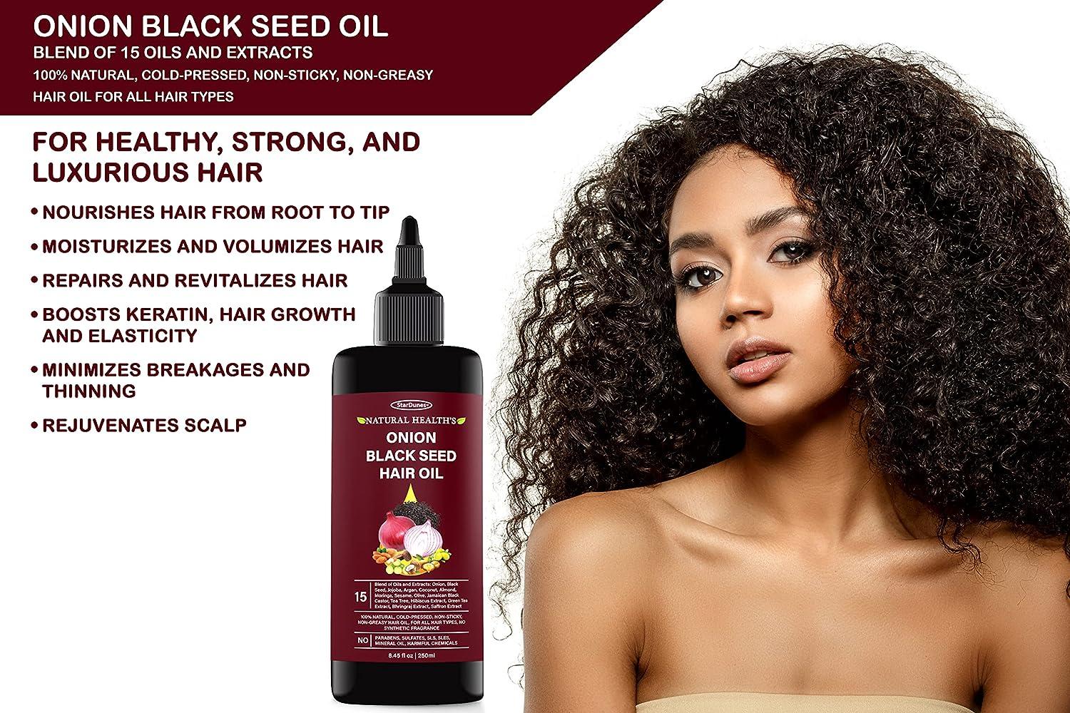 StarDunes Onion Black Seed Hair Oil Blend of 15 Oils and Extracts for