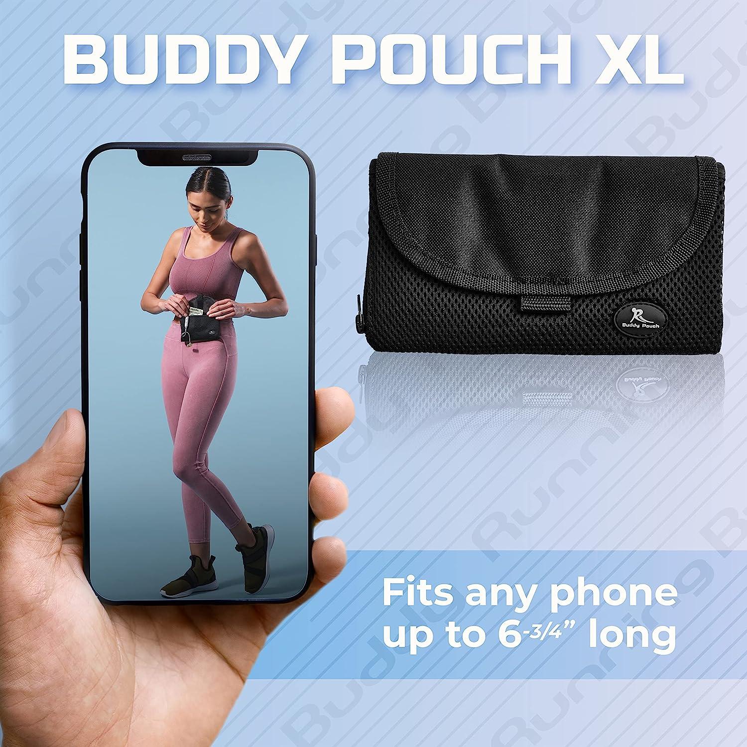 Running Buddy Magnetic Buddy Pouch Beltless No Bounce Pouch/Waist Pack  Carries Phone and Other Essentials Great for Running, Walking, Travel and  More Black, Size XL (6-3/4 Long) XL (6-3/4 Long) Black