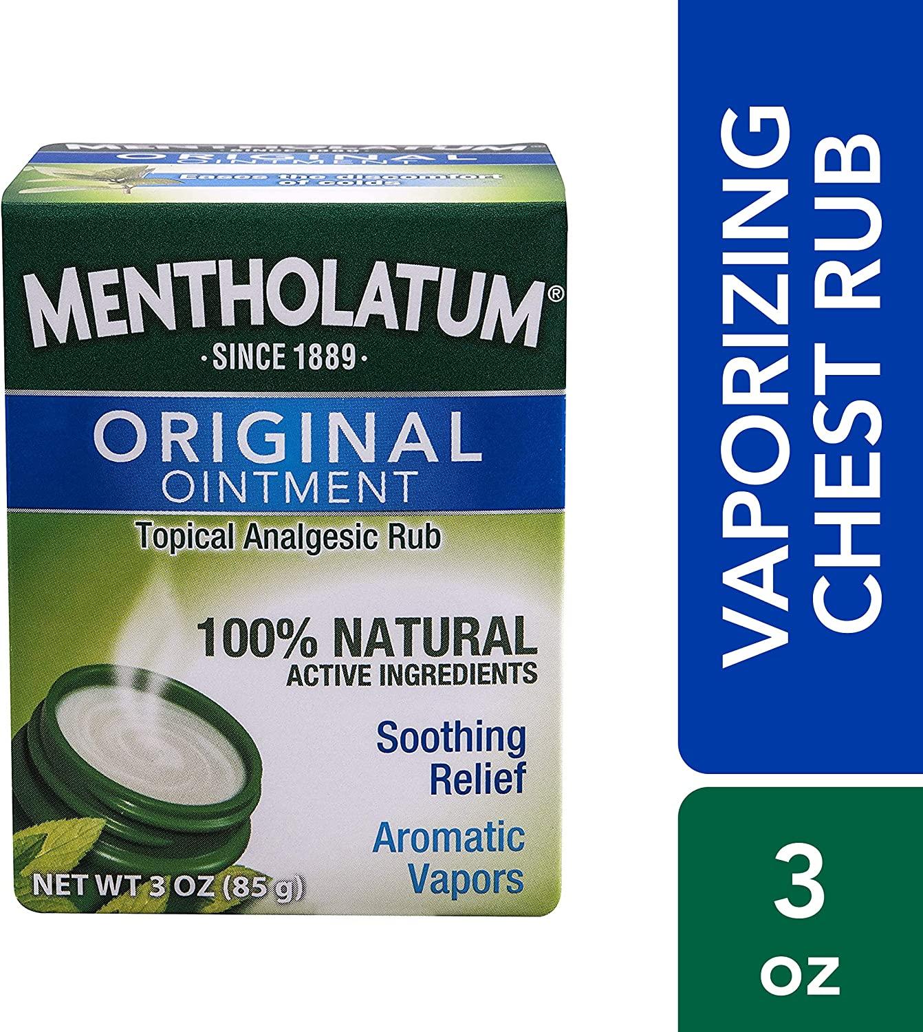 Mentholatum Original Chest Rub Ointment , White, 3 Ounce (Pack of 1) (0483)