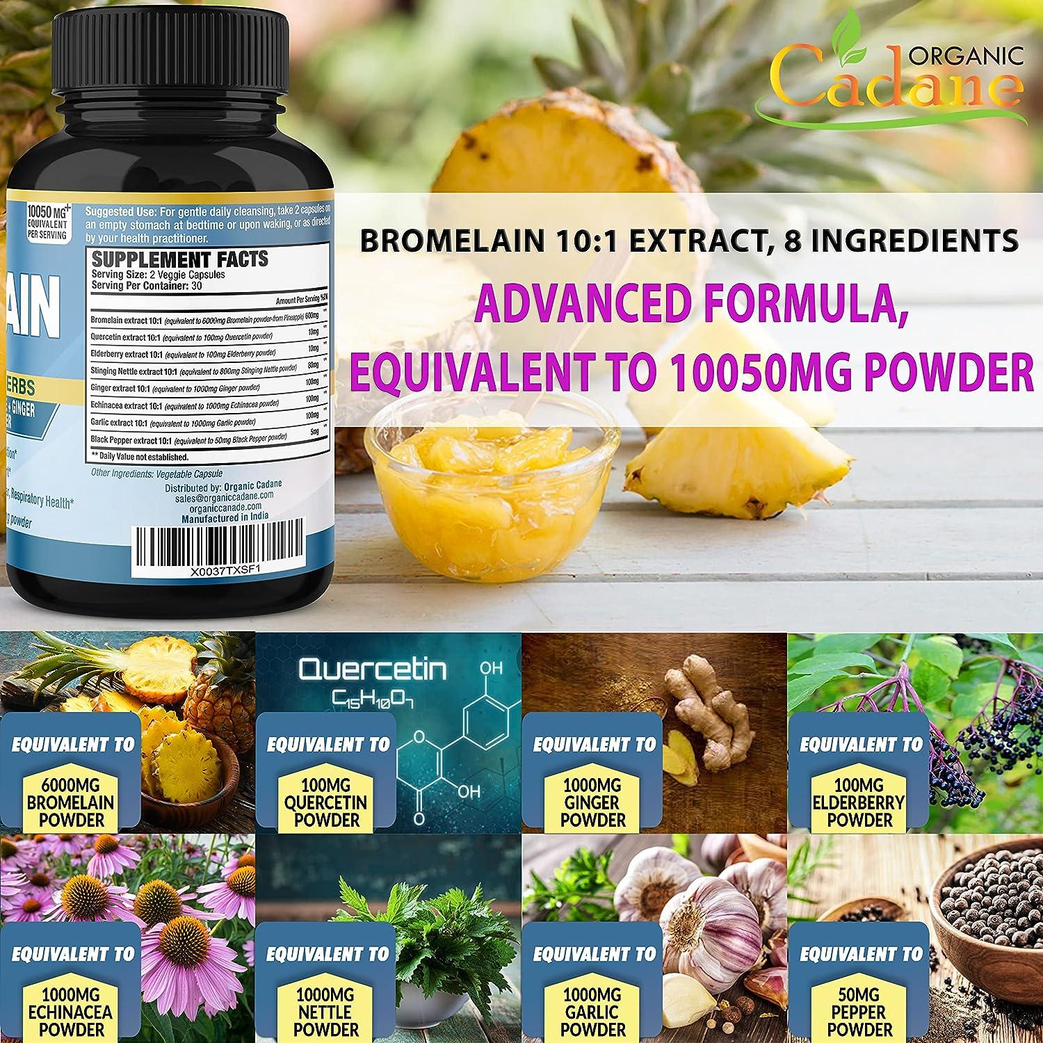 Organic Cadane 2 Packs of Bromelain Capsules 10050mg, 120caps