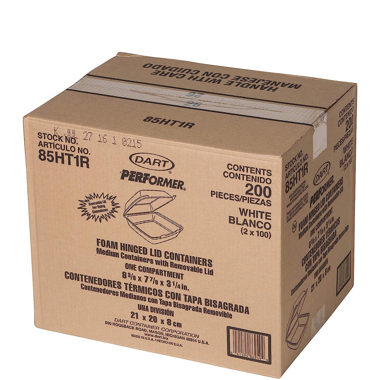 Dart 85HT1R Med Perforated Foam Hinged Container 8.5 in (Case of 200