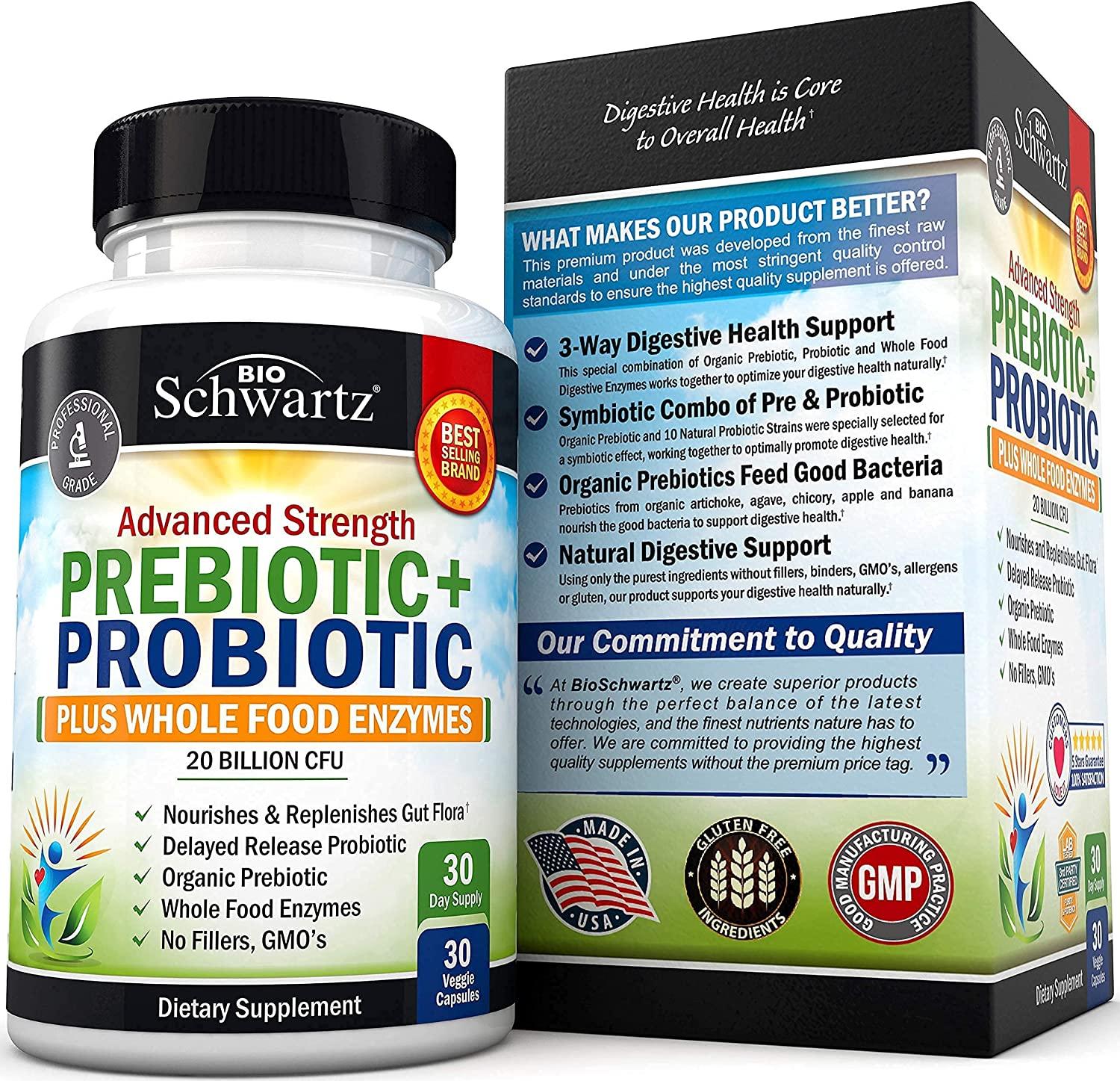 Prebiotics and Probiotic with Whole Food Enzymes for Adults Women & Men