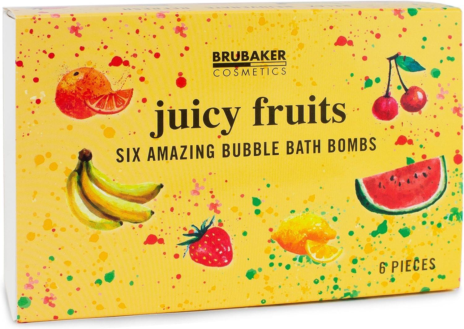 BRUBAKER Juicy Fruits Bath Bombs Gift Set 6 Handmade Luxury Spa