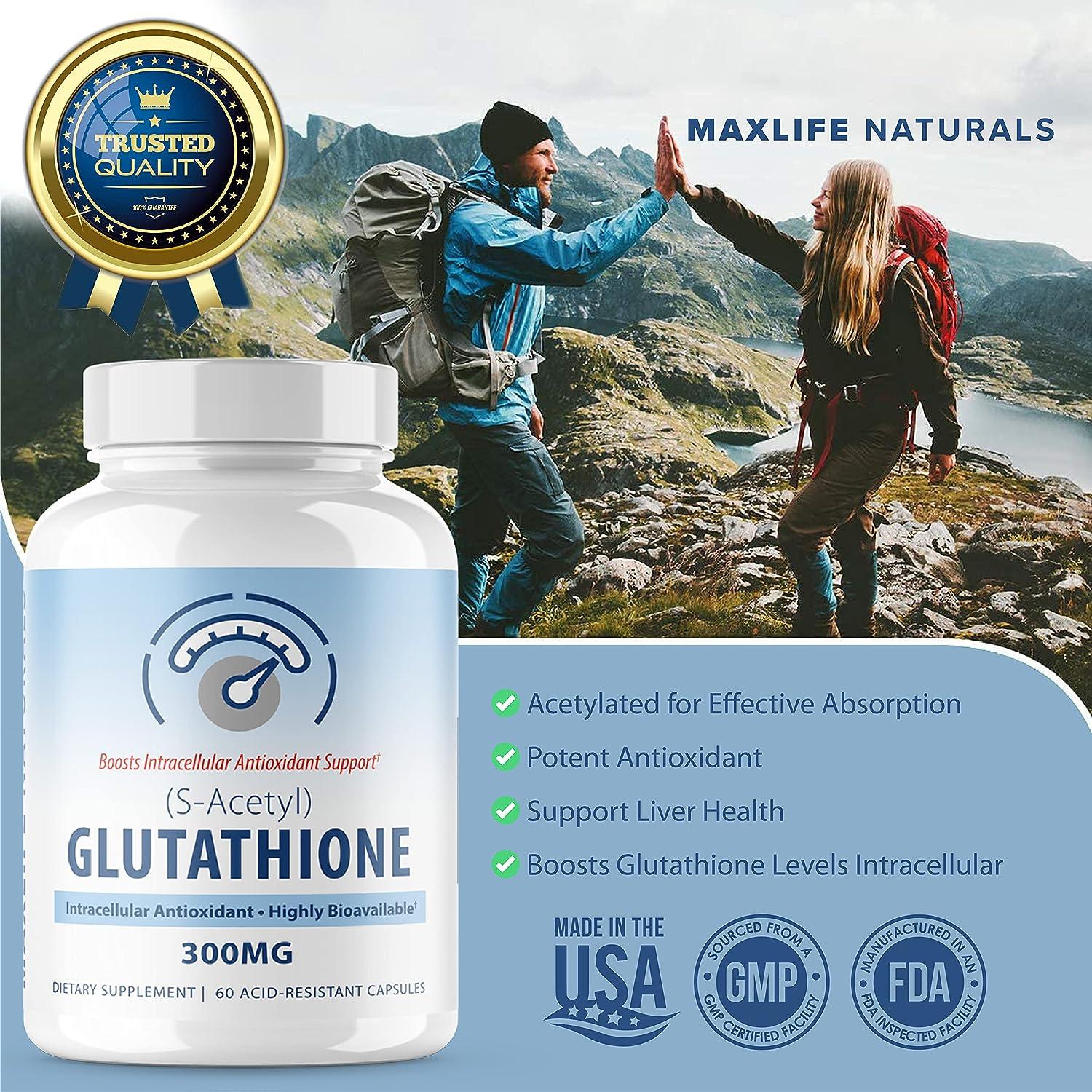 SAcetyl LGlutathione 300mg Capsules Extra Strength Acetylated Glutathione for Bioavailable