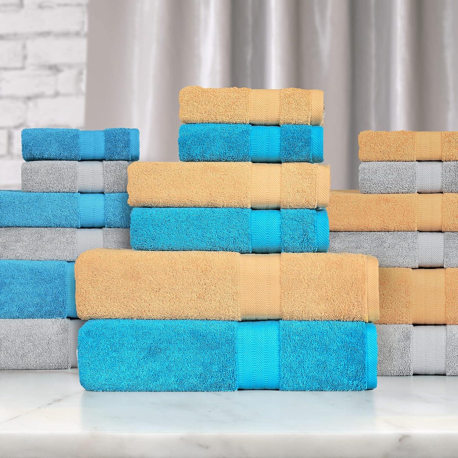 6-Piece Bath Towel Set - 100% Cotton Towel Set 625 GSM Quick Dry
