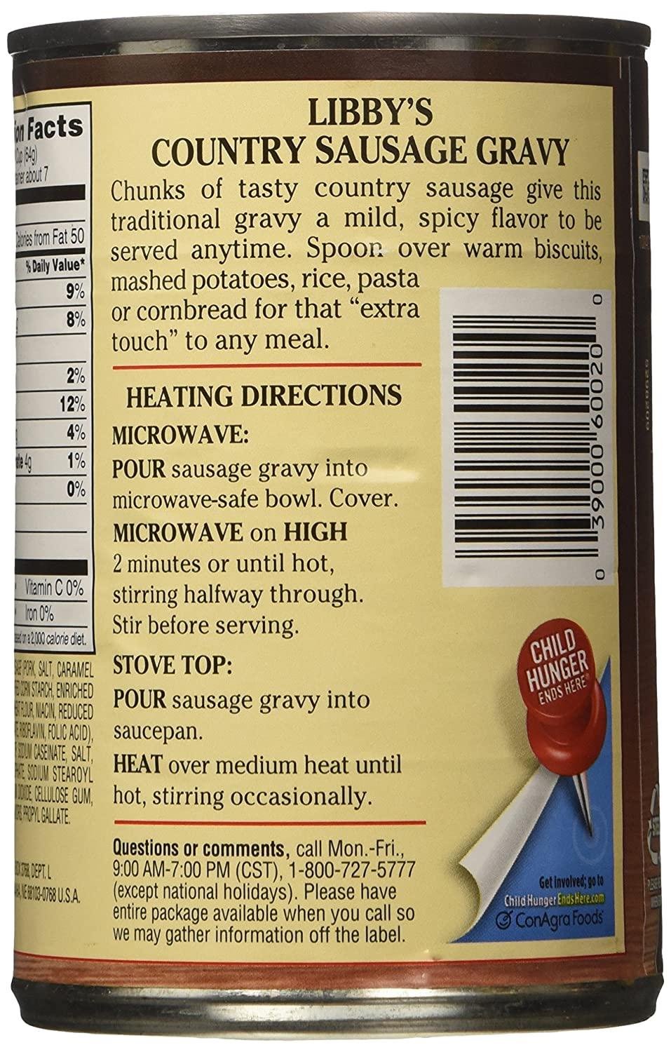 Libby's Country Sausage Gravy 3Pack (15 oz Cans) Delicious Breakfast