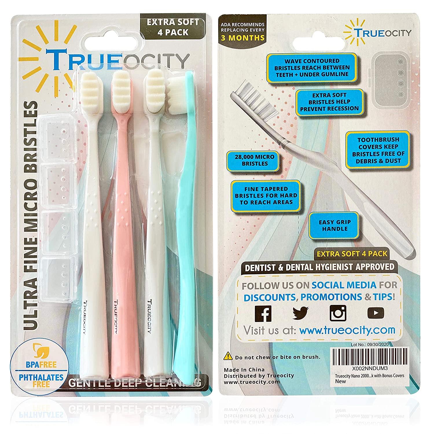 Extra Soft Toothbrush 4 Pack Micro Nano Silk Toothbrushes 20,000