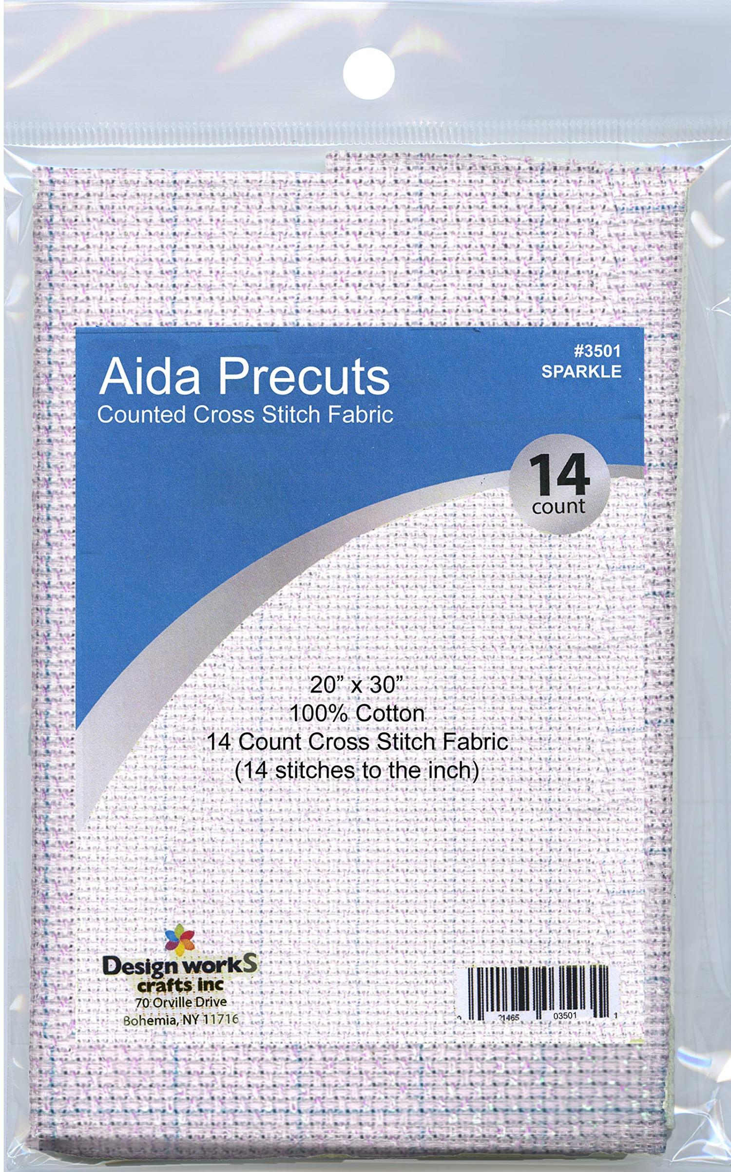 Design Works Crafts 14 Count Sparkle White PreCut Aida Fabric for
