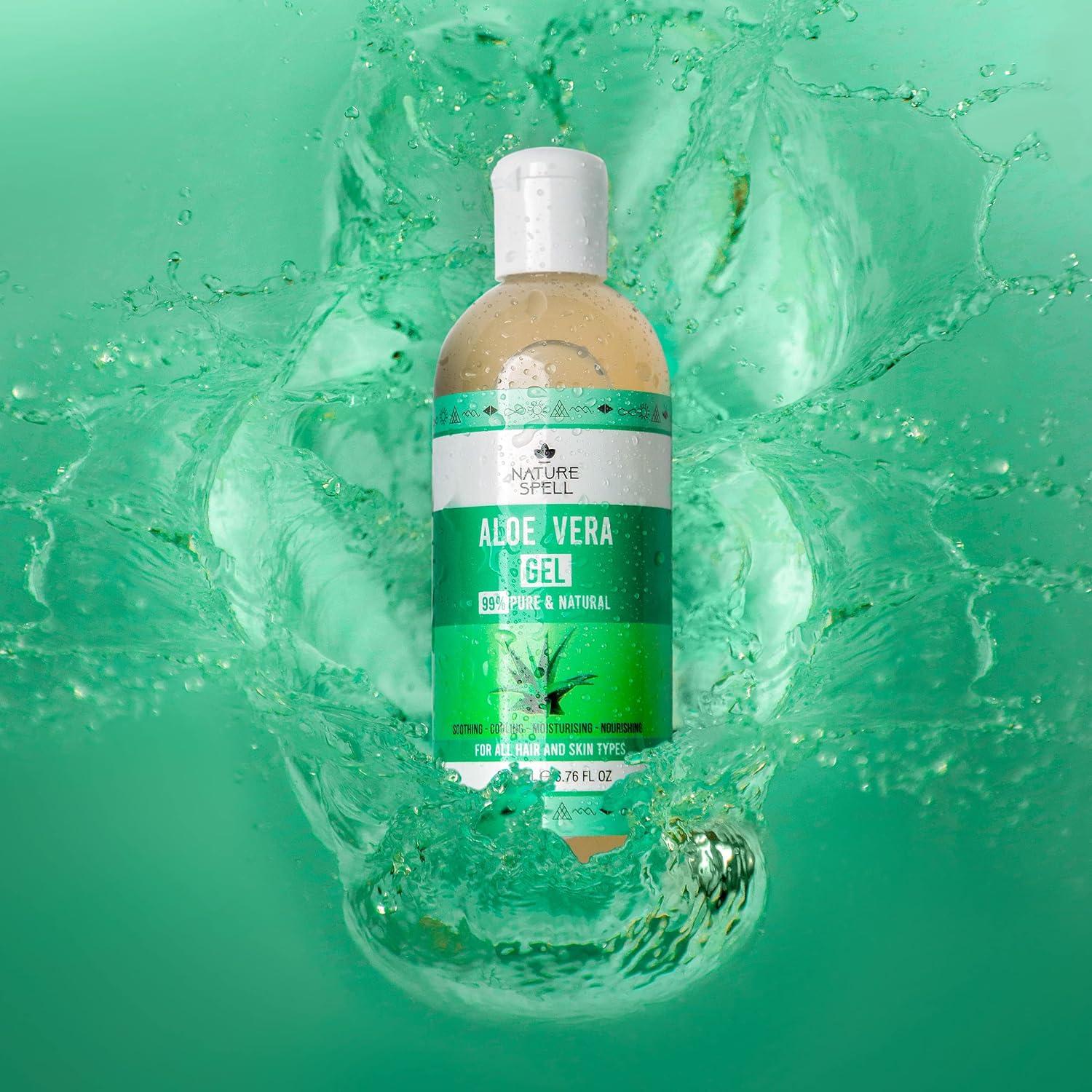 Nature Spell Aloe Vera Gel 99% Pure 200ml - Soothing & Hydrating for Hair &  Skin - Vegan - Made In UK