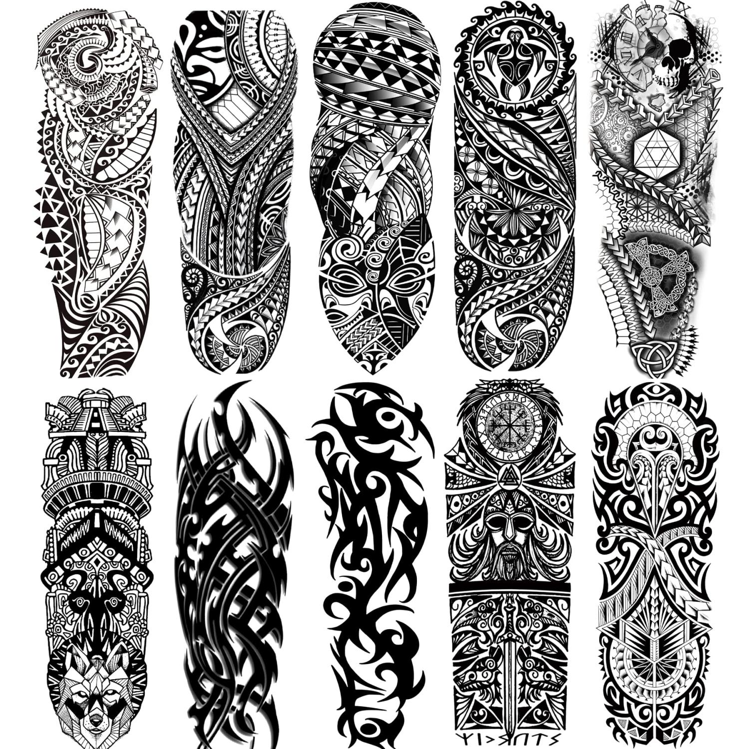 Totem Temporary Sleeve Tattoo for Men and Women Full Arm Fake Tribal