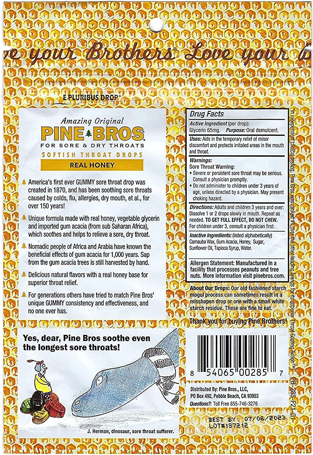Pine Bros. BundleTwo Flavors Softish Throat Drops, Natural Honey 30 Ct