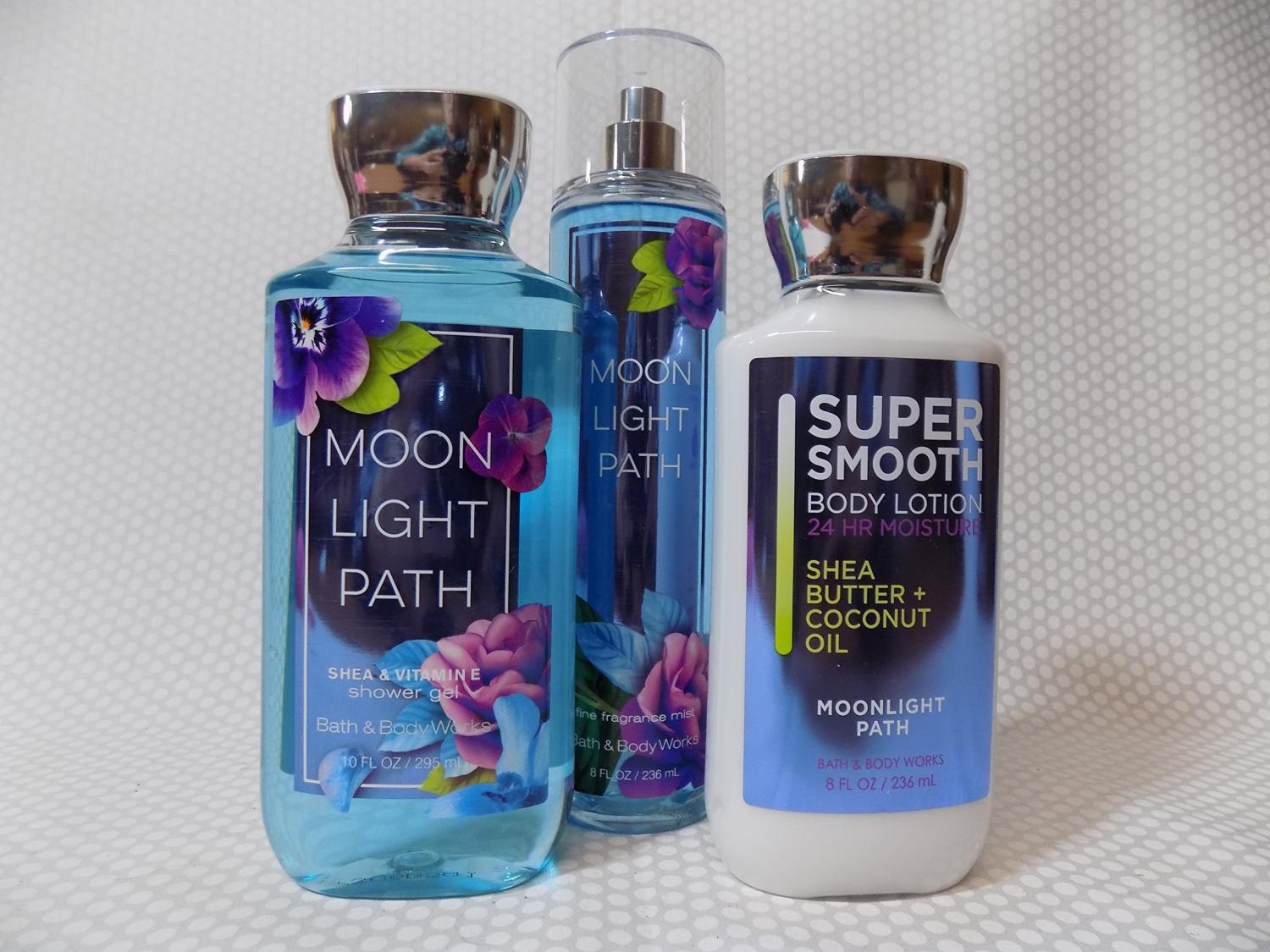 Bath and Body Works Moonlight Path 3 Piece Set Includes 8 oz Scented Body Lotion 10 Oz Shower