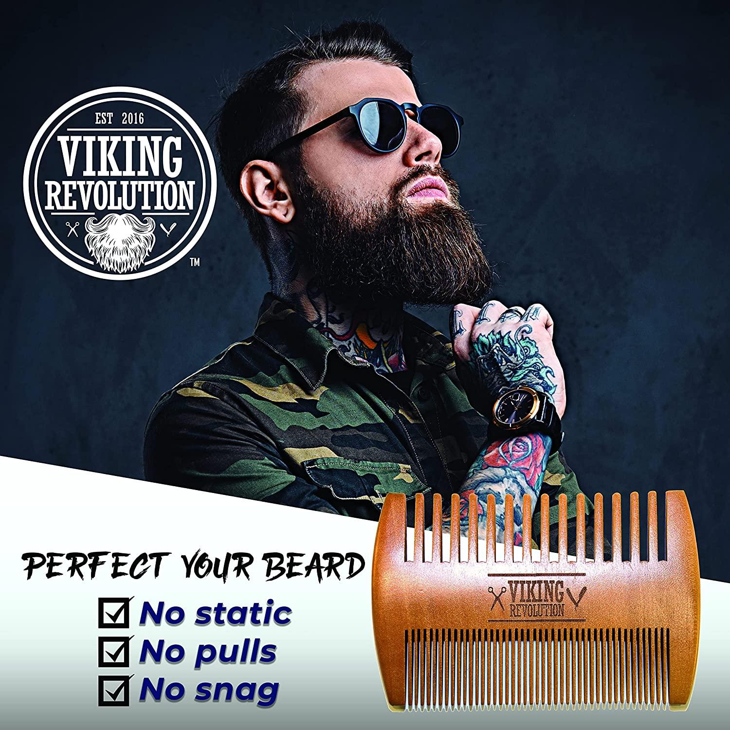 Wooden Beard Comb Case Dual Action Fine Coarse Teeth Perfect for use