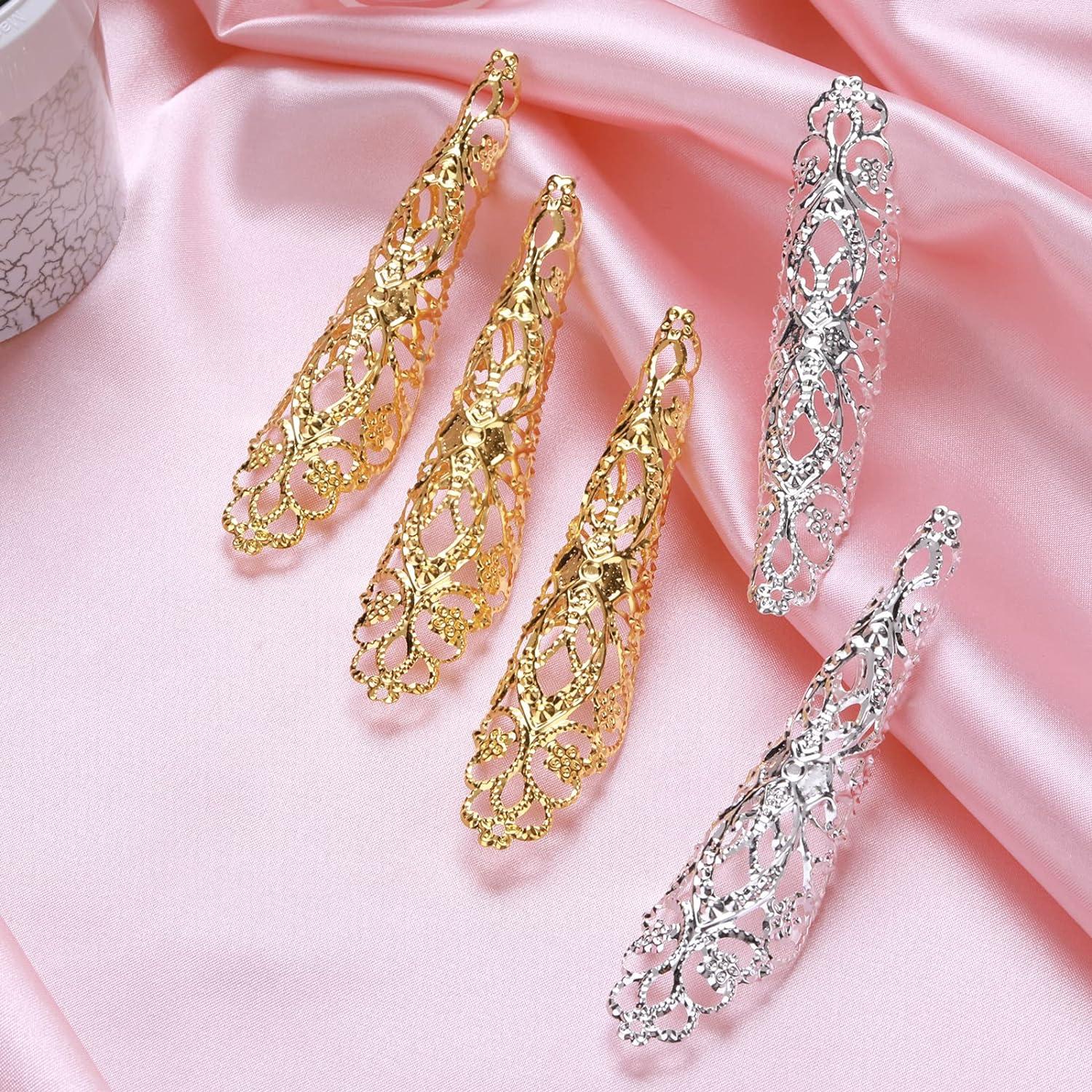 Leelosp 20 Packs halloween Finger Nail Claw Rings Ancient Queen Fingernail  Claw Metal Finger Knuckle Claw for Halloween Women Cosplay Costume Drama