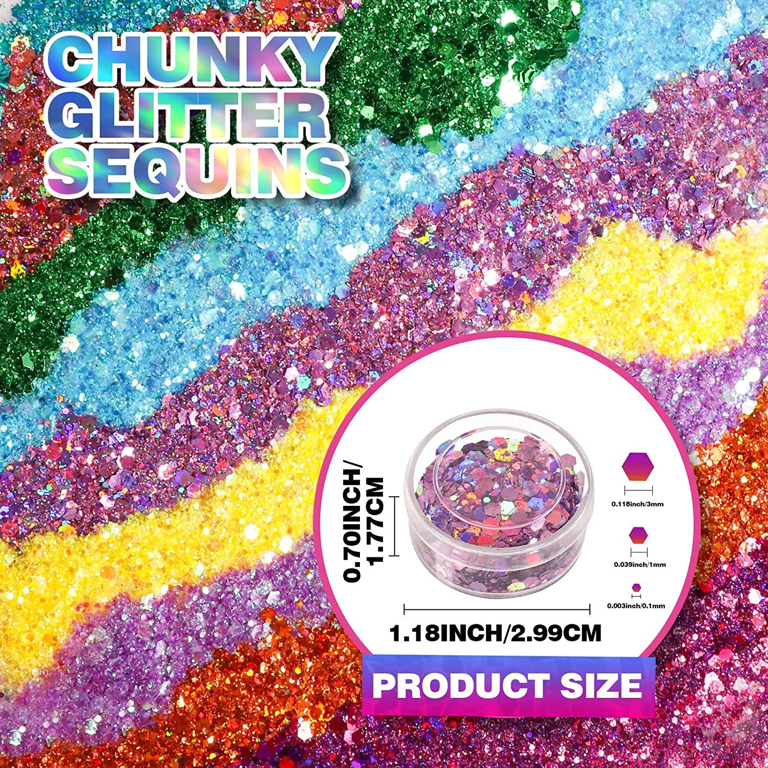 【値下】GLITTER ＆GLAMOROUS まとめ売り FANDAMEI 24 Colors 5g Holographic Chunky Glitter Set for
