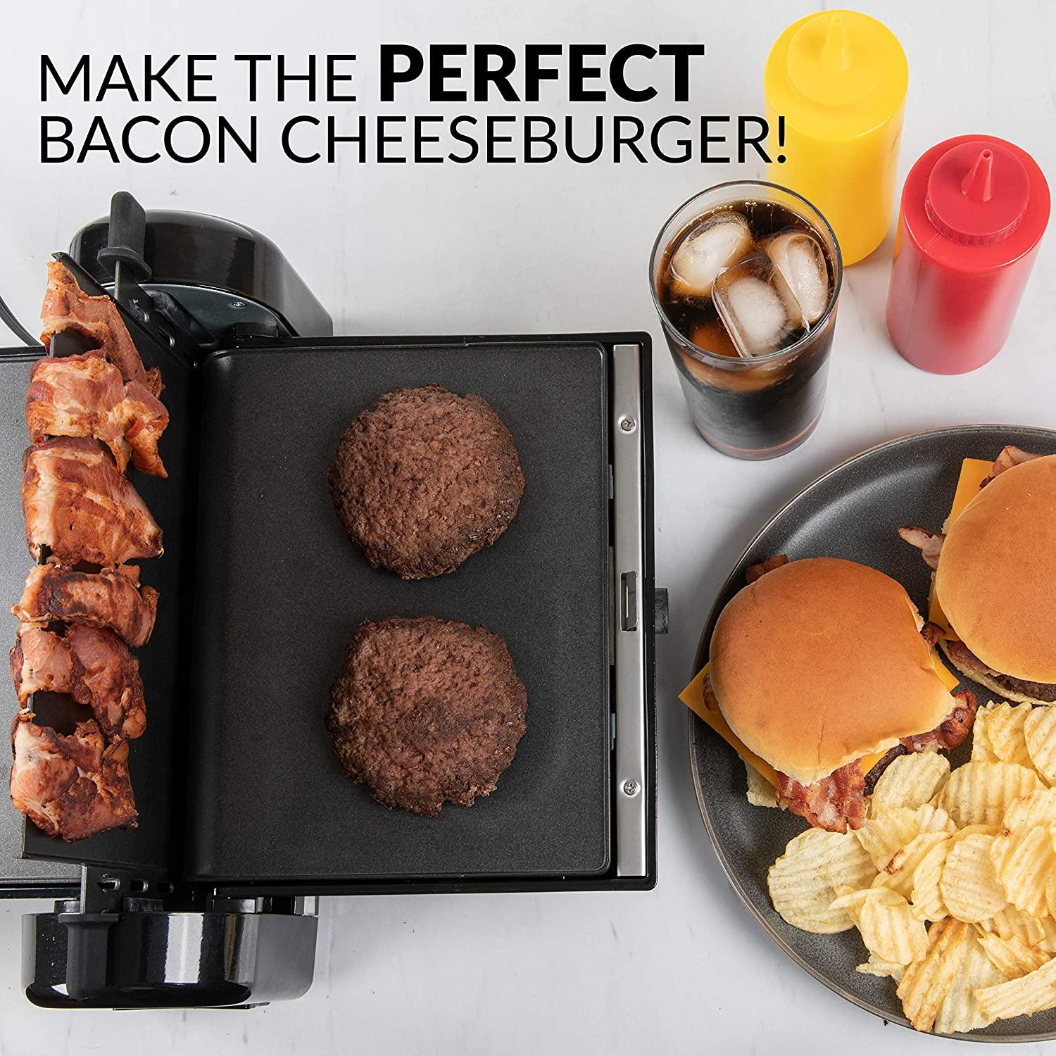 HomeCraft Nostalgia Nonstick Electric Bacon Press & Griddle Cooks 6